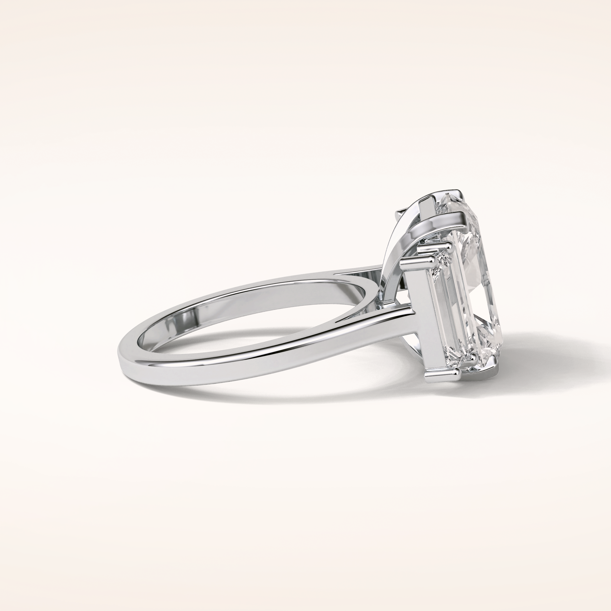 6.2 CT Emerald Shaped Three Stone Moissanite Engagement Ring