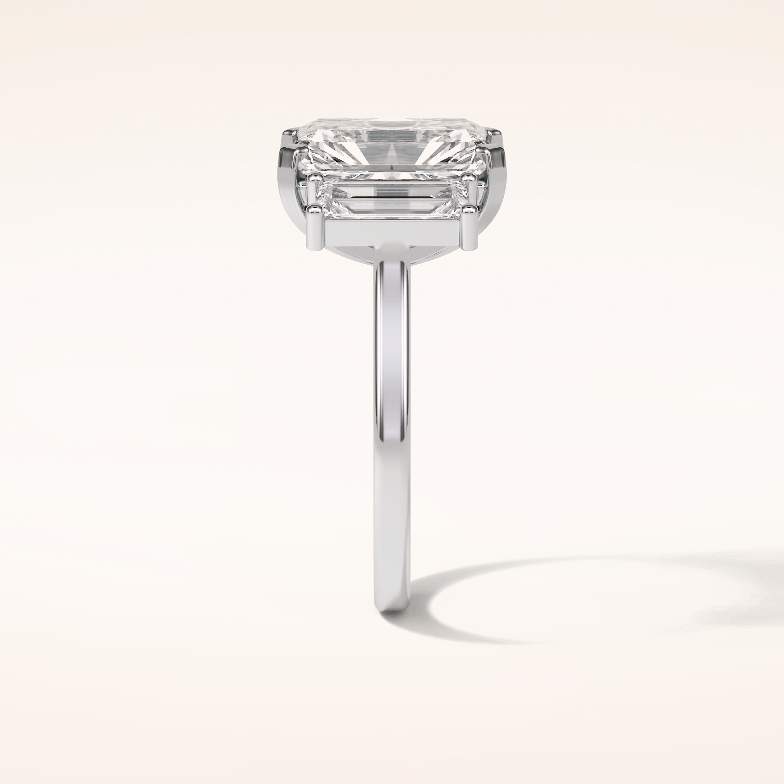 6.2 CT Emerald Shaped Three Stone Moissanite Engagement Ring