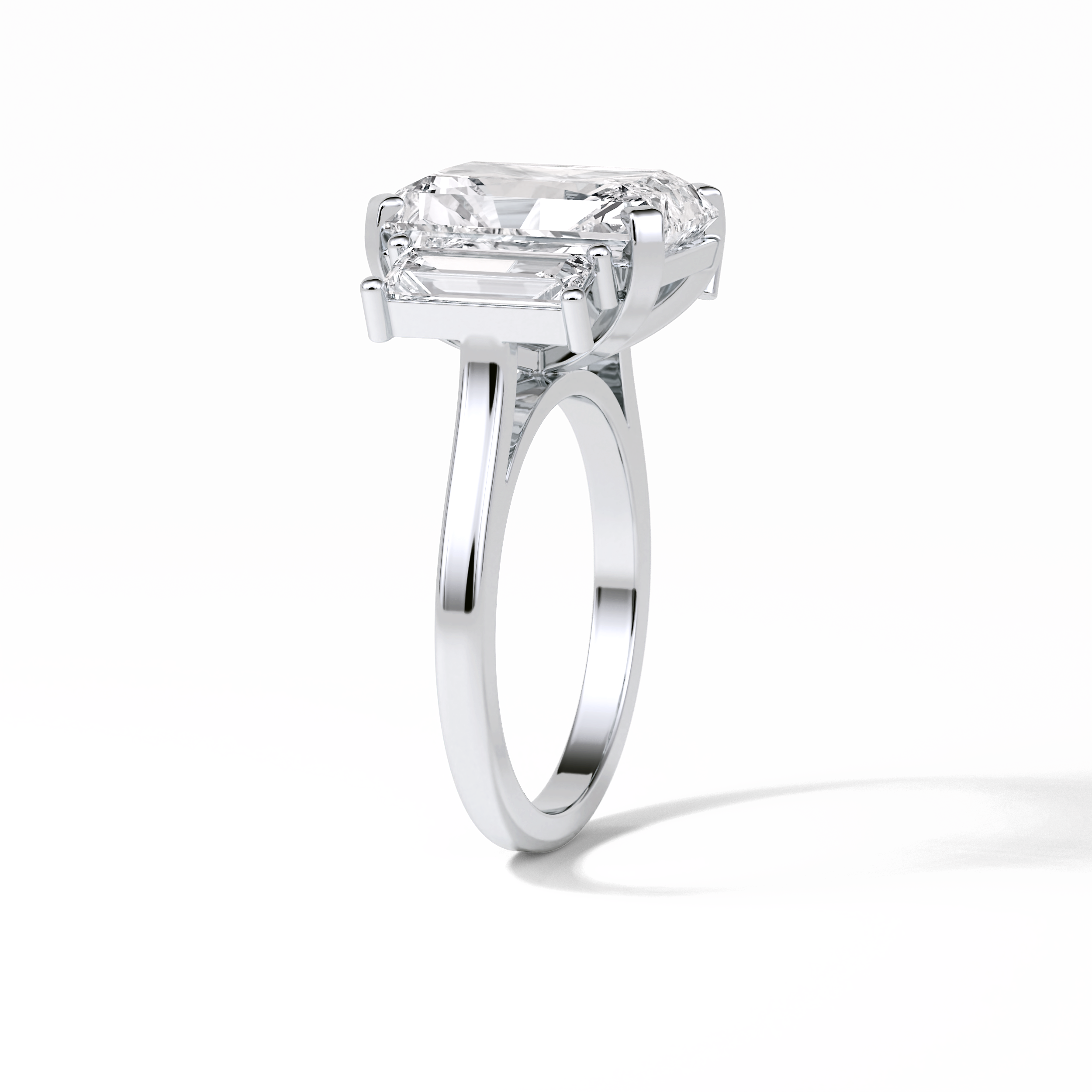 Radiant Three Stones Lab Grown Diamond Engagement Ring