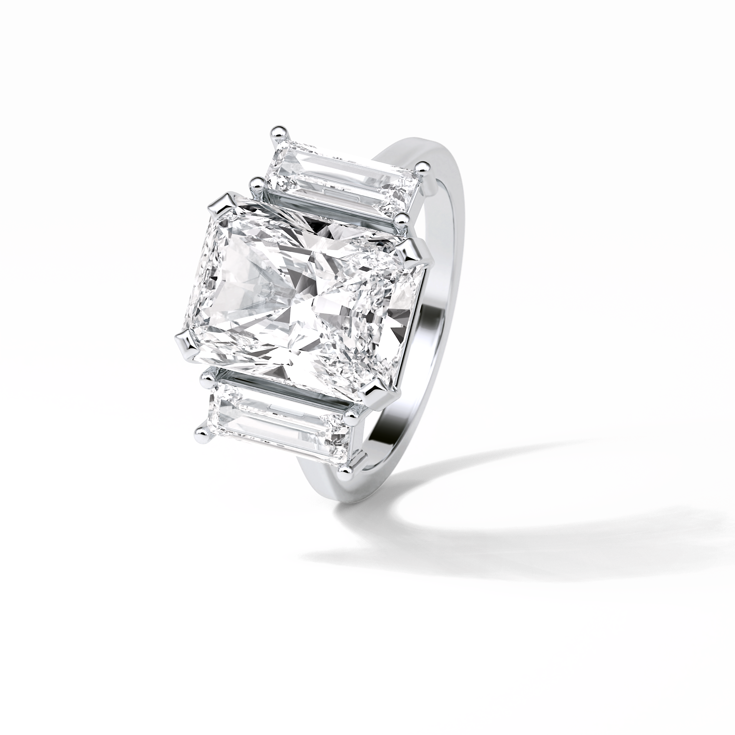Radiant Three Stones Lab Grown Diamond Engagement Ring