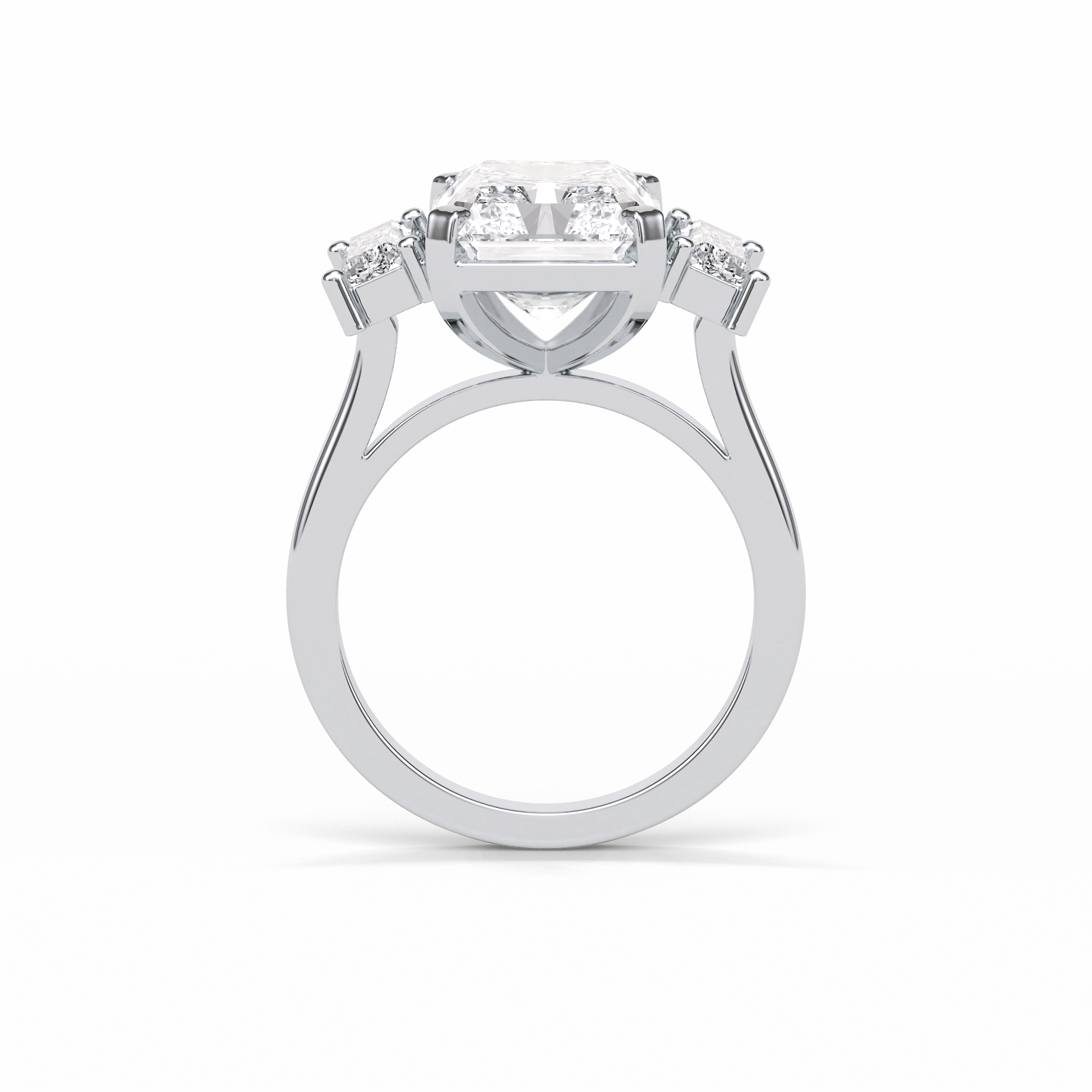 Radiant Three Stones Lab Grown Diamond Engagement Ring