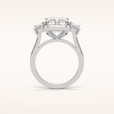6.2 CT Emerald Shaped Three Stone Moissanite Engagement Ring