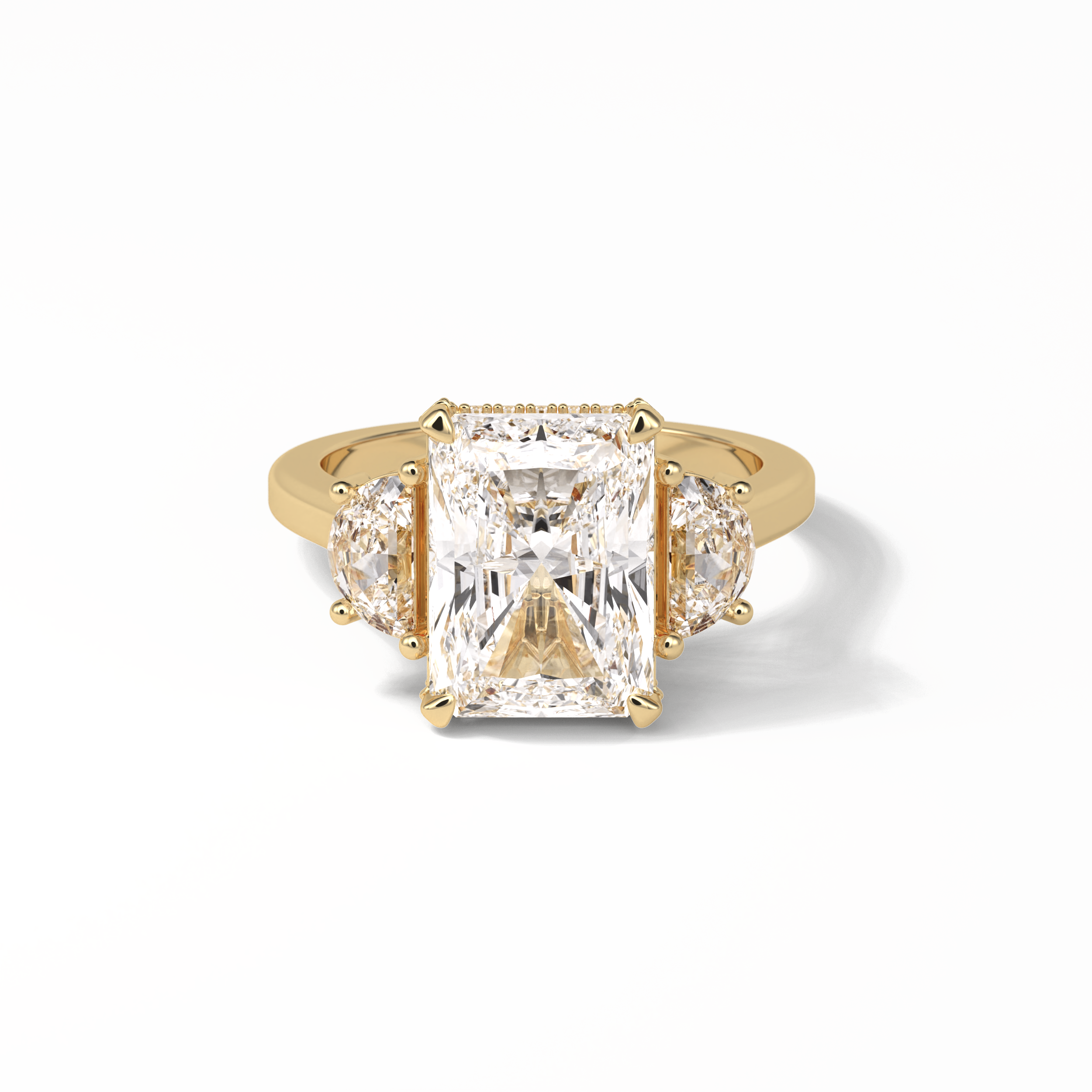 Radiant Three Stones Lab Grown Diamond Engagement Ring