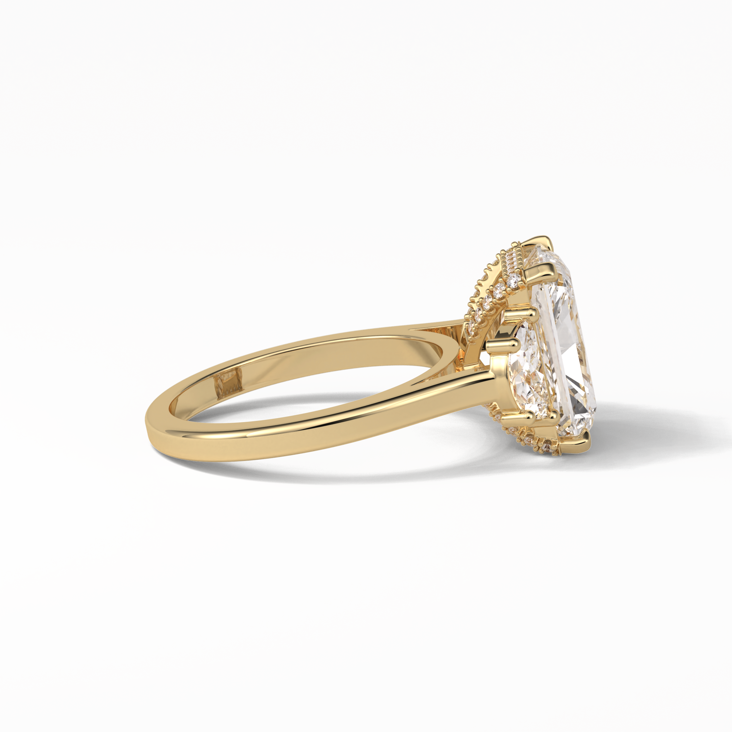 Radiant Three Stones Lab Grown Diamond Engagement Ring