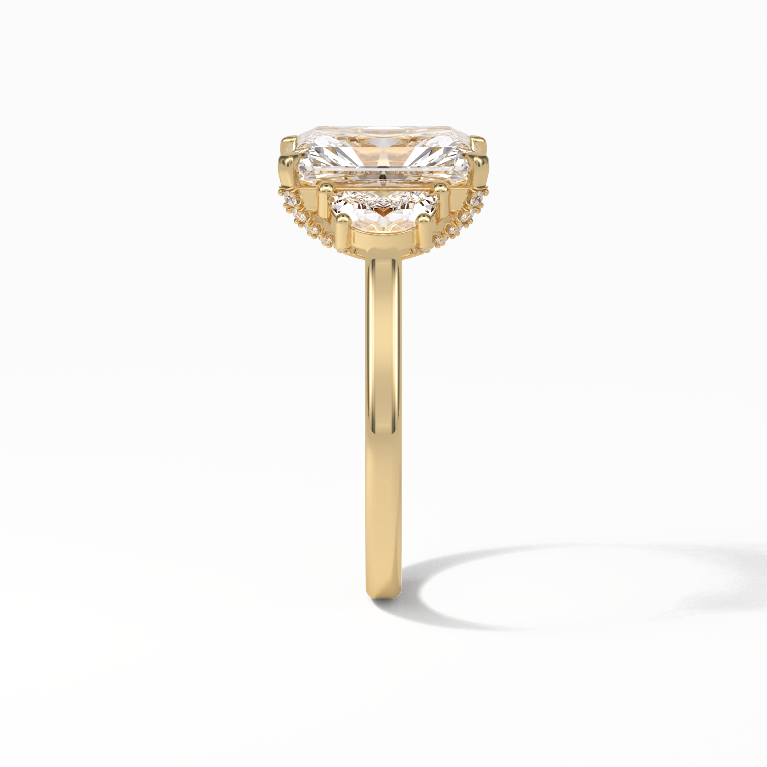 Radiant Three Stones Lab Grown Diamond Engagement Ring