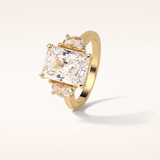 4.4 CT Radiant Shaped Cluster Moissanite Engagement Ring