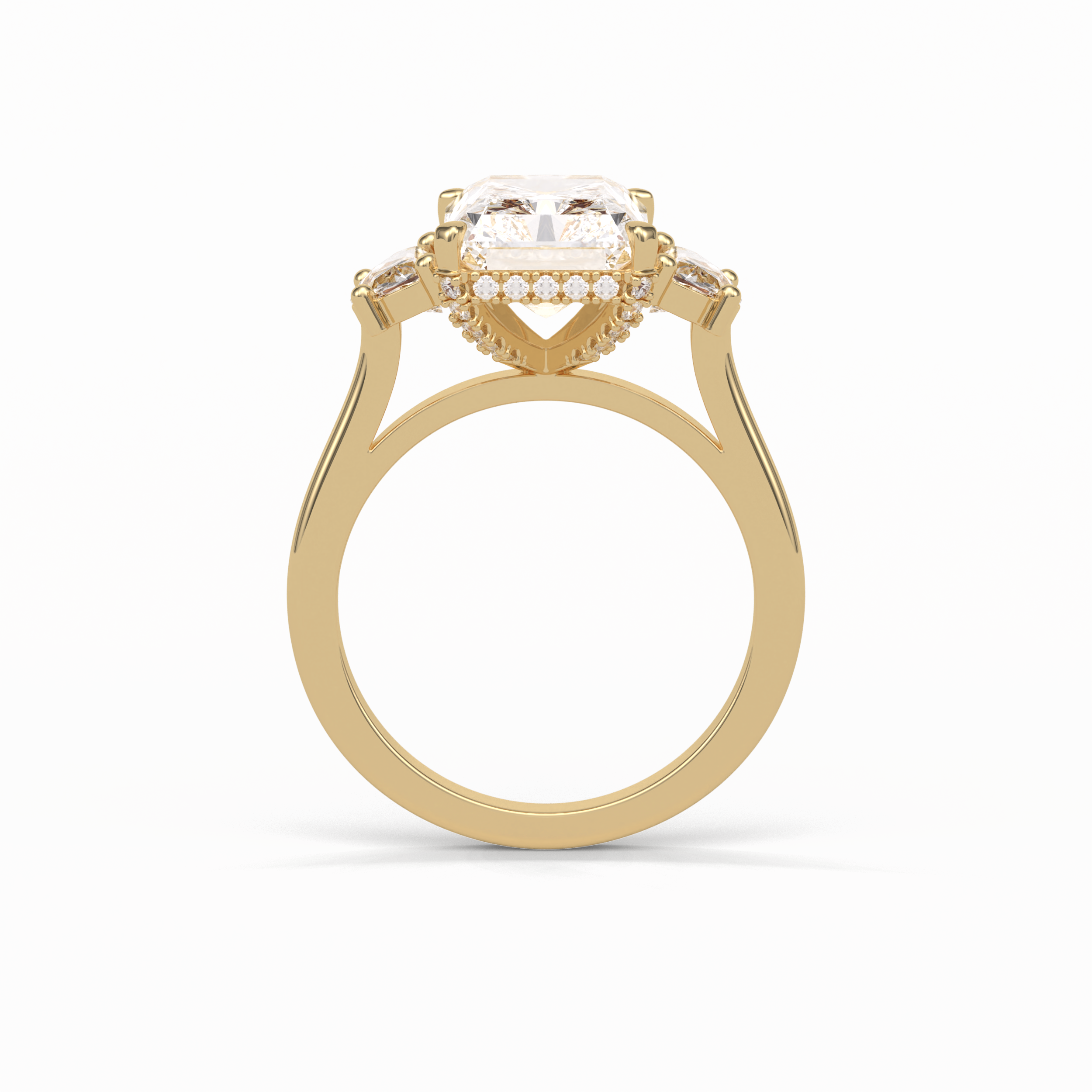 Radiant Three Stones Lab Grown Diamond Engagement Ring