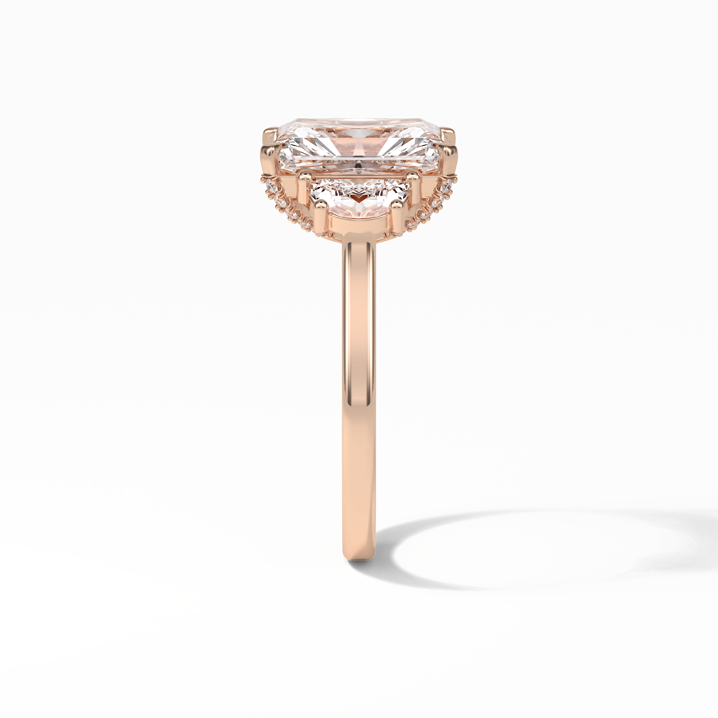 Radiant Three Stones Lab Grown Diamond Engagement Ring