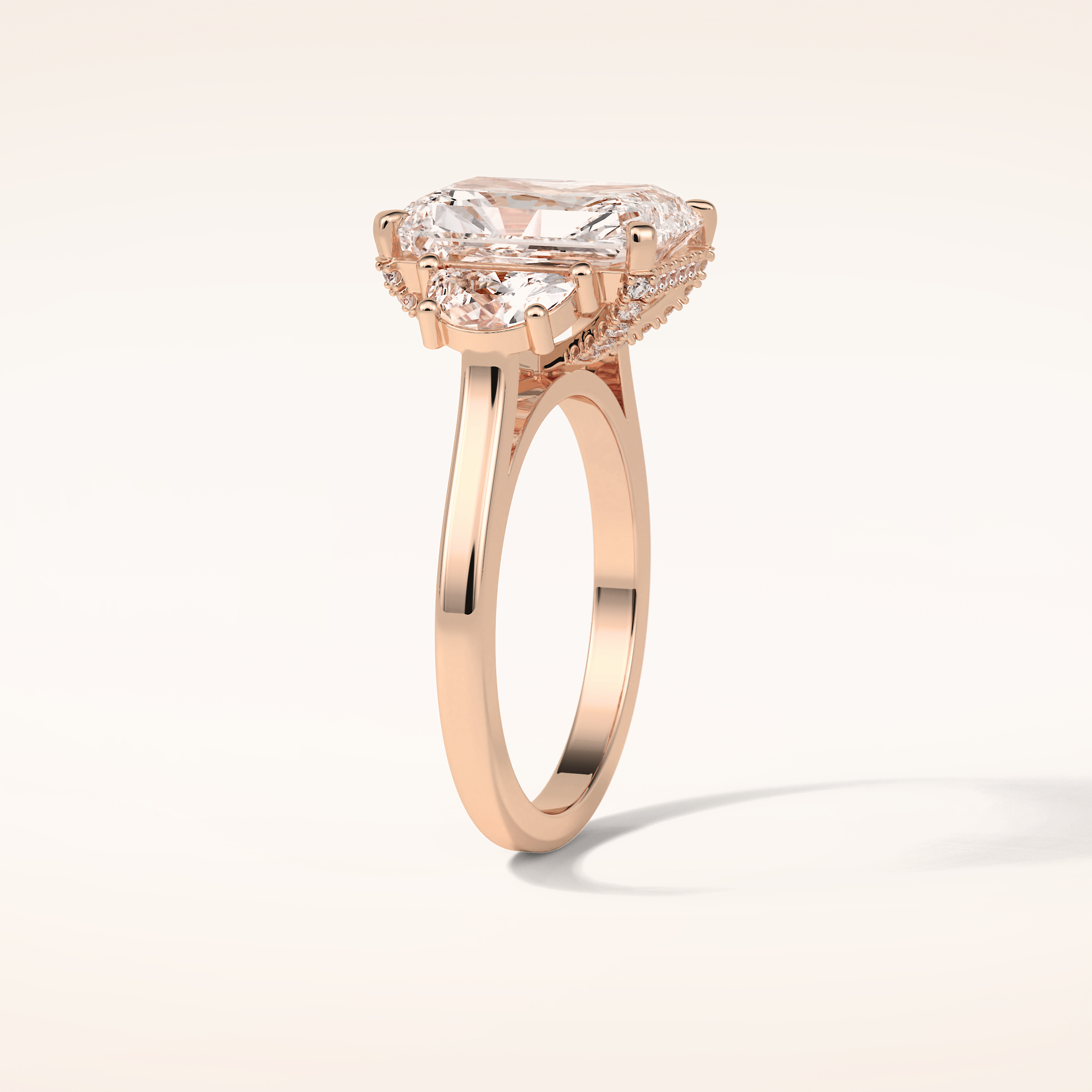 4.4 CT Radiant Shaped Cluster Moissanite Engagement Ring