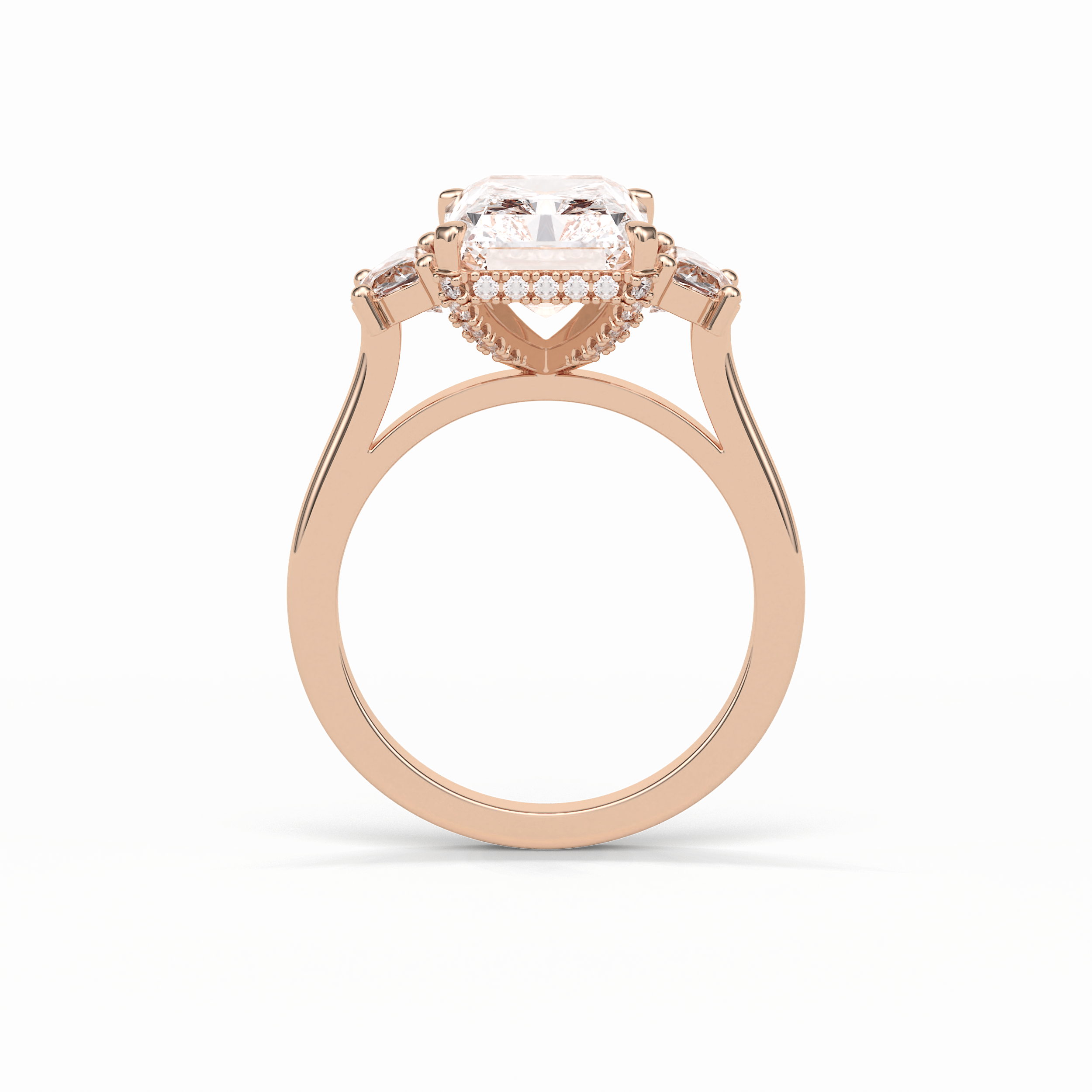 Radiant Three Stones Lab Grown Diamond Engagement Ring