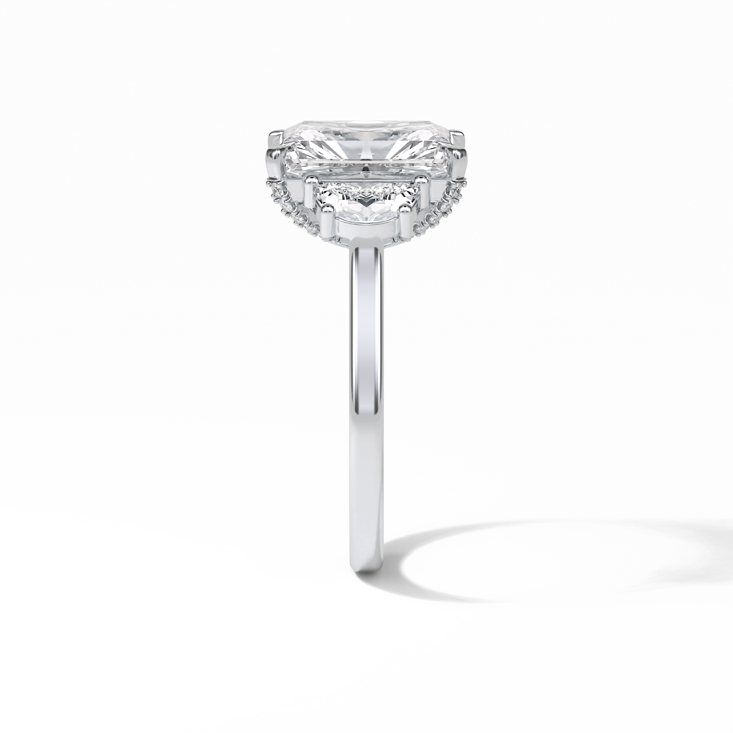 Radiant Three Stones Lab Grown Diamond Engagement Ring