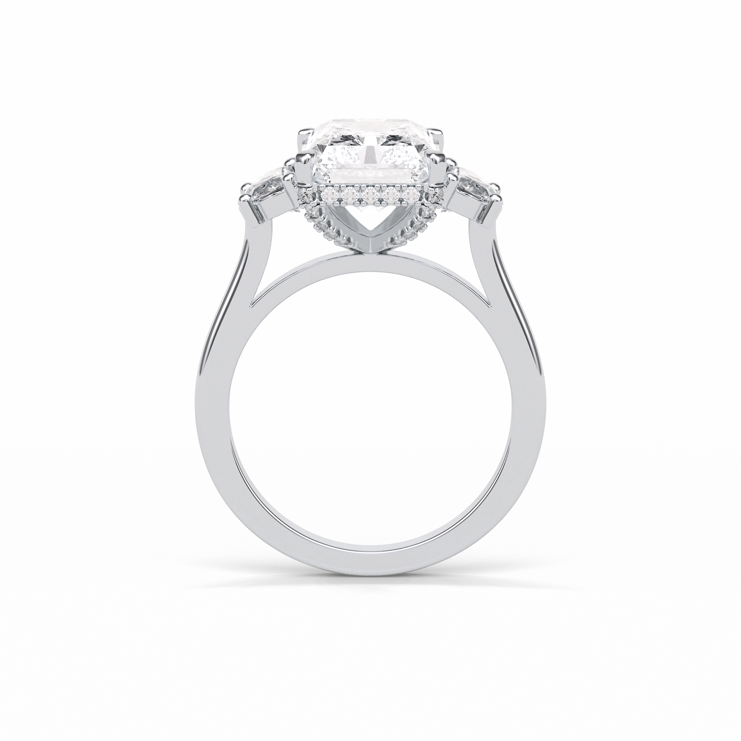 Radiant Three Stones Lab Grown Diamond Engagement Ring
