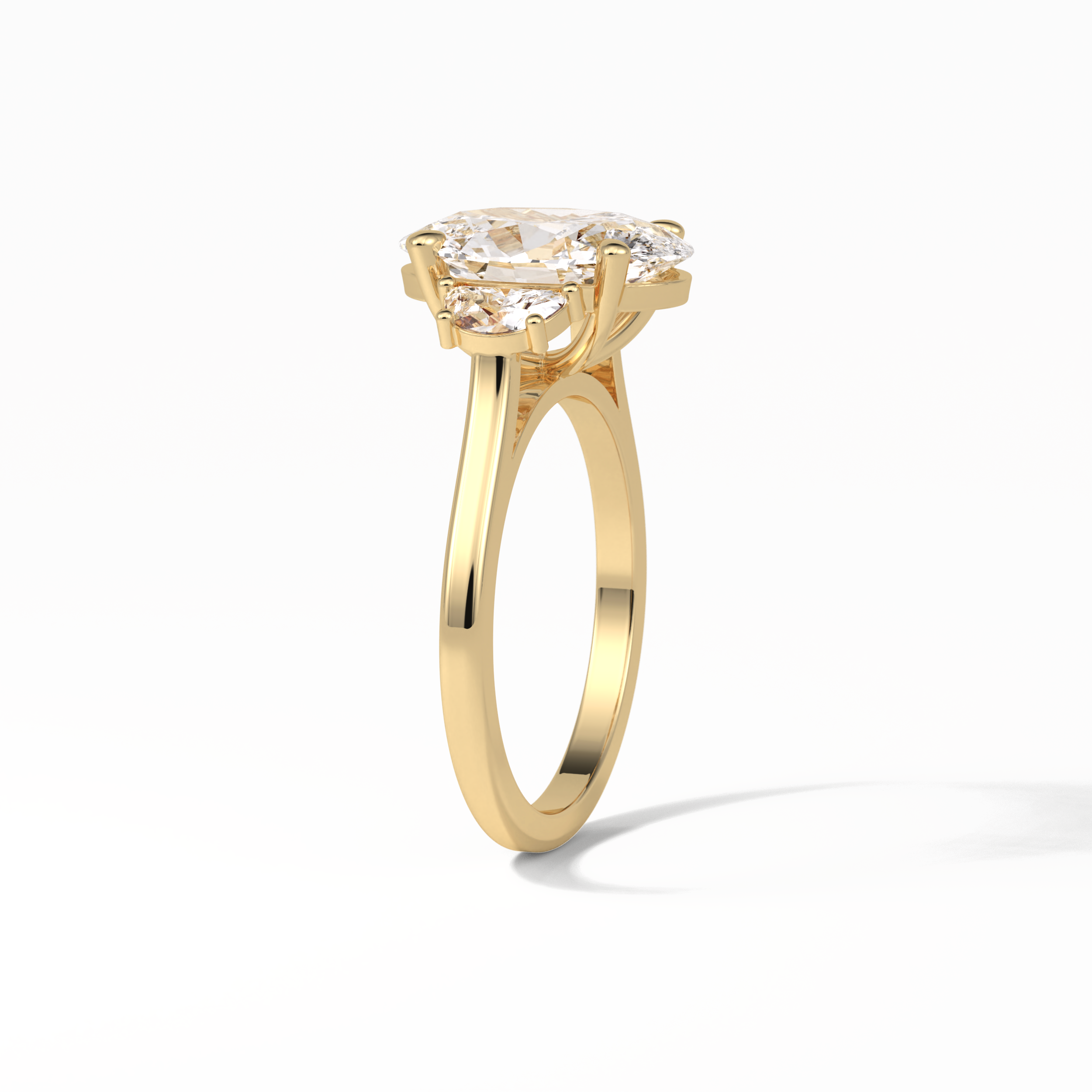 Oval Three Stones Lab Grown Diamond Engagement Ring