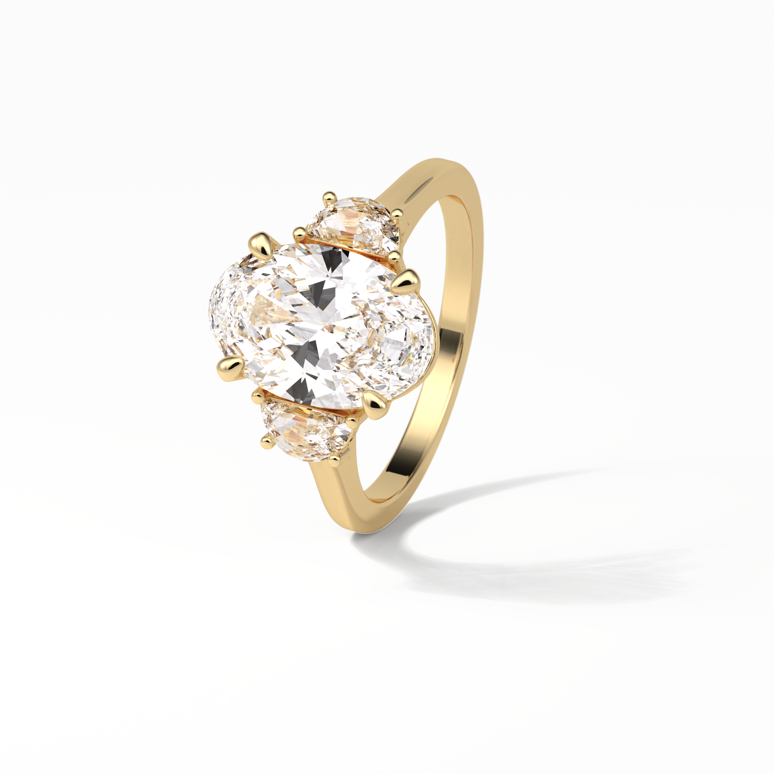 Oval Three Stones Lab Grown Diamond Engagement Ring