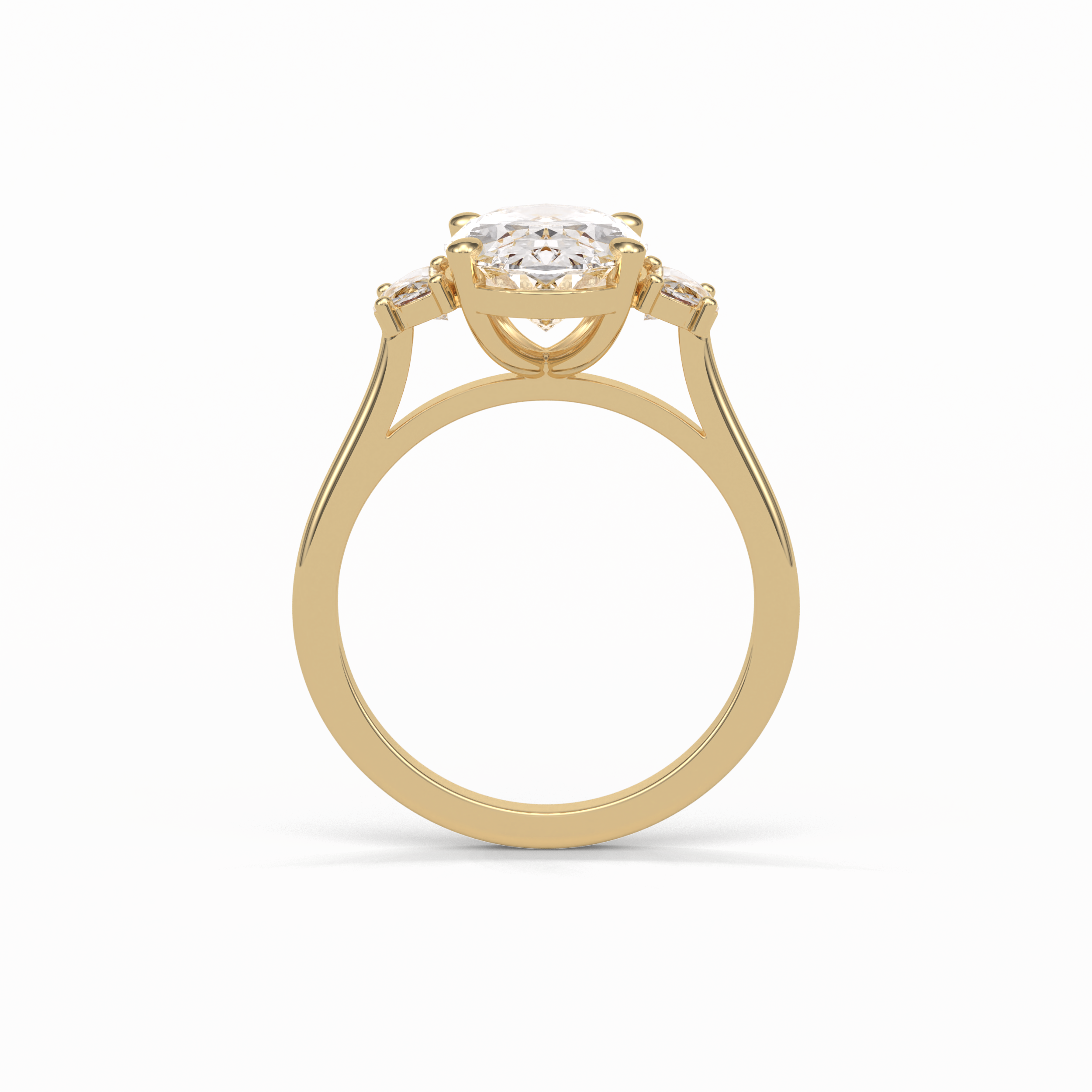 Oval Three Stones Lab Grown Diamond Engagement Ring