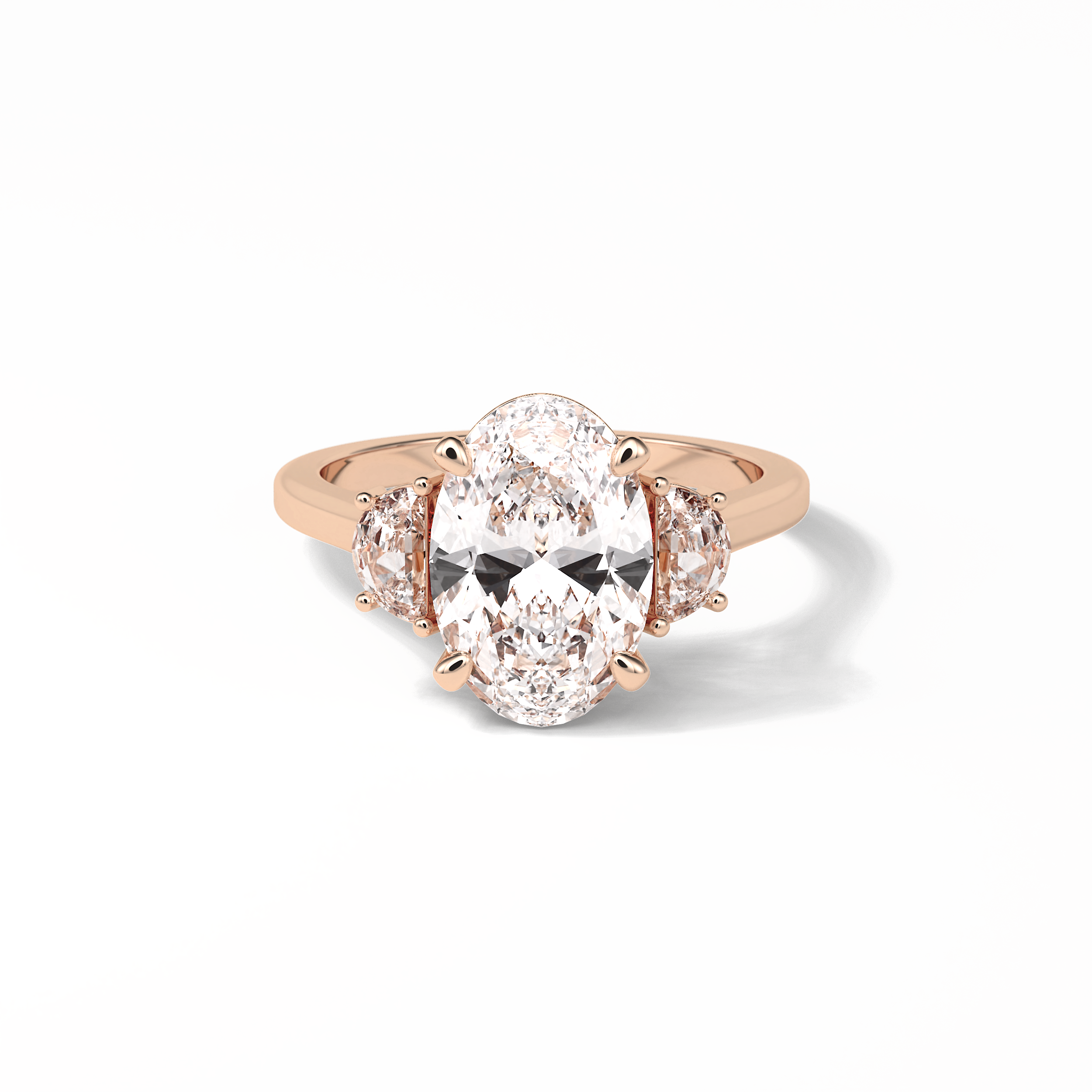 Oval Three Stones Lab Grown Diamond Engagement Ring