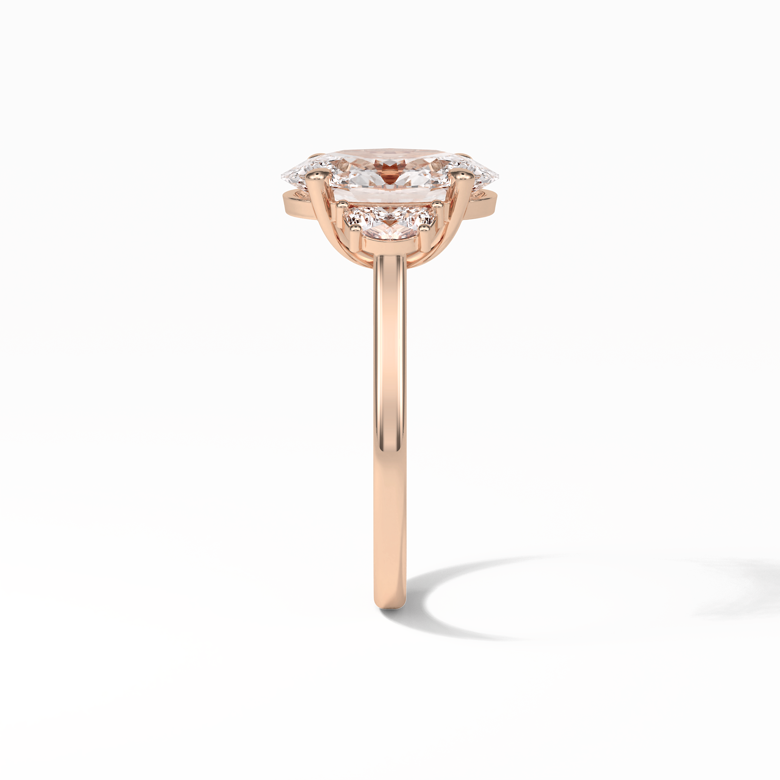 Oval Three Stones Lab Grown Diamond Engagement Ring