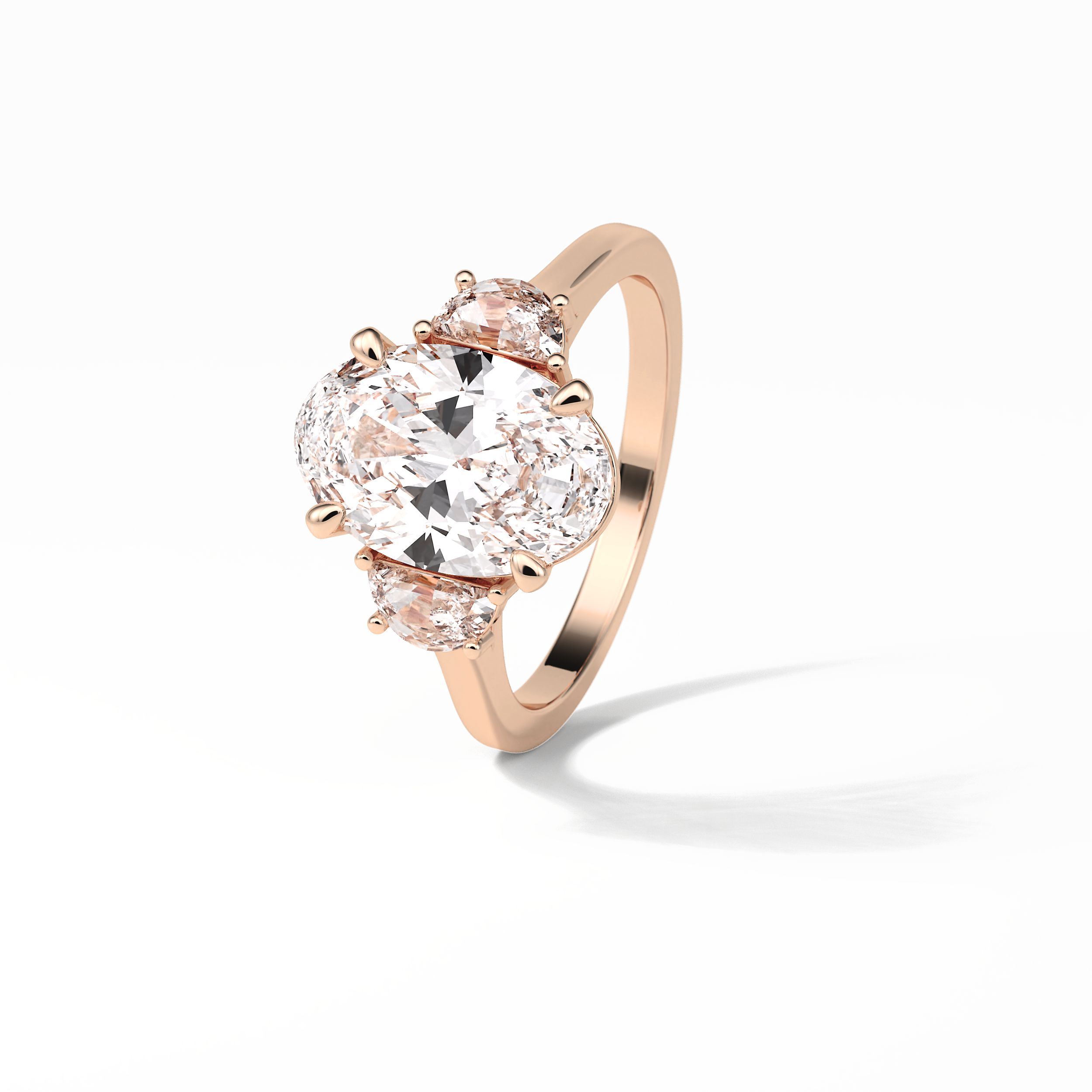 Oval Three Stones Lab Grown Diamond Engagement Ring