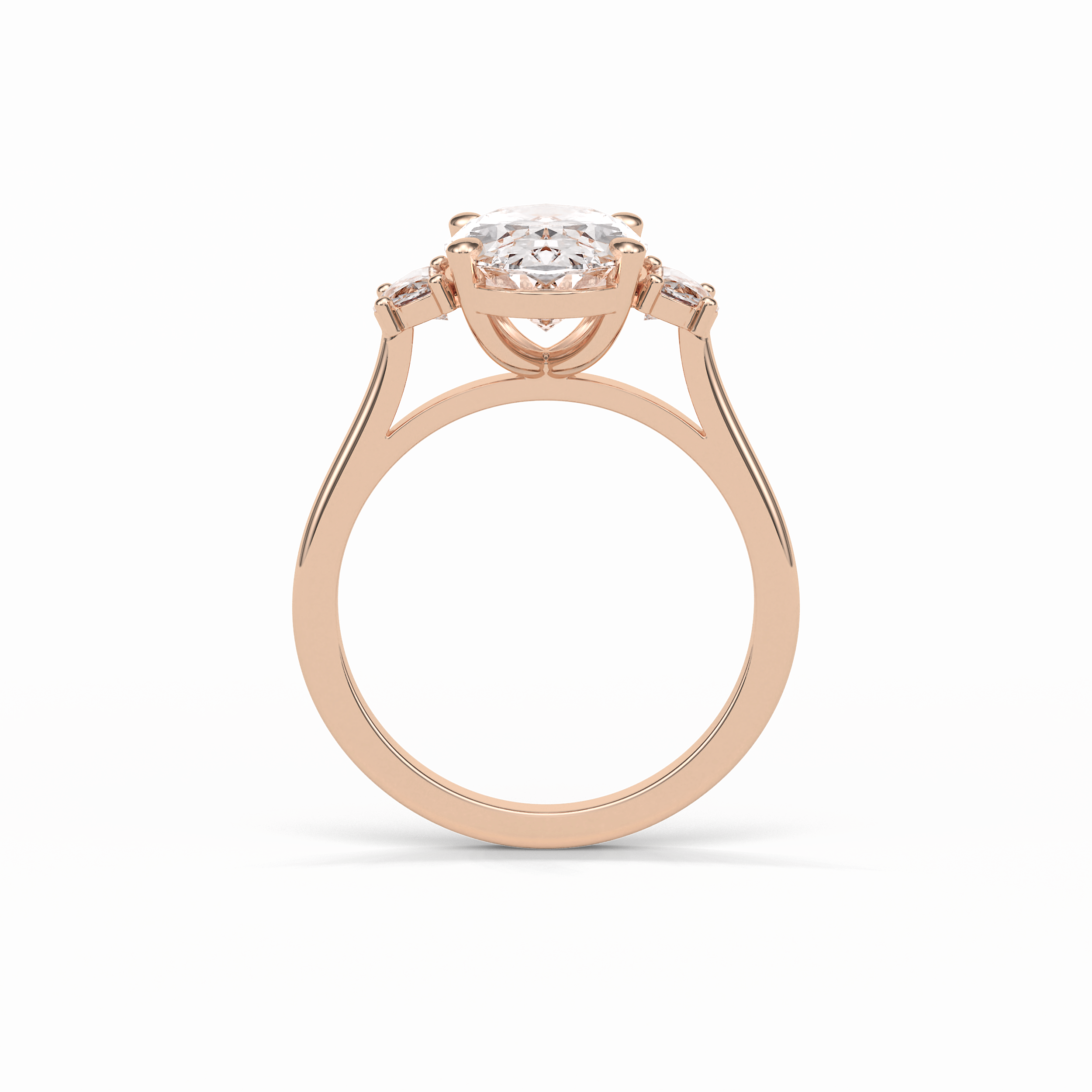 Oval Three Stones Lab Grown Diamond Engagement Ring