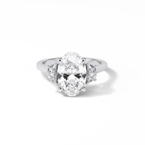 Oval Three Stones Lab Grown Diamond Engagement Ring