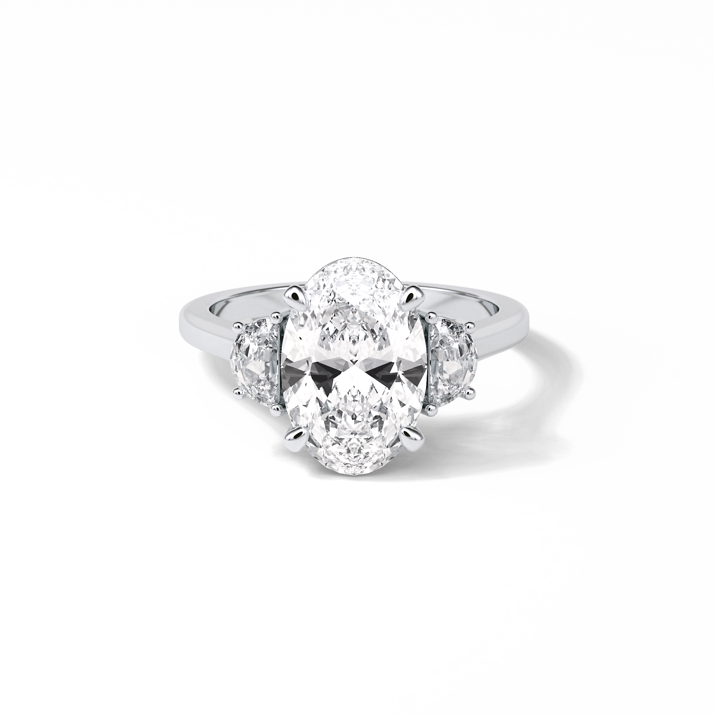 Oval Three Stones Lab Grown Diamond Engagement Ring