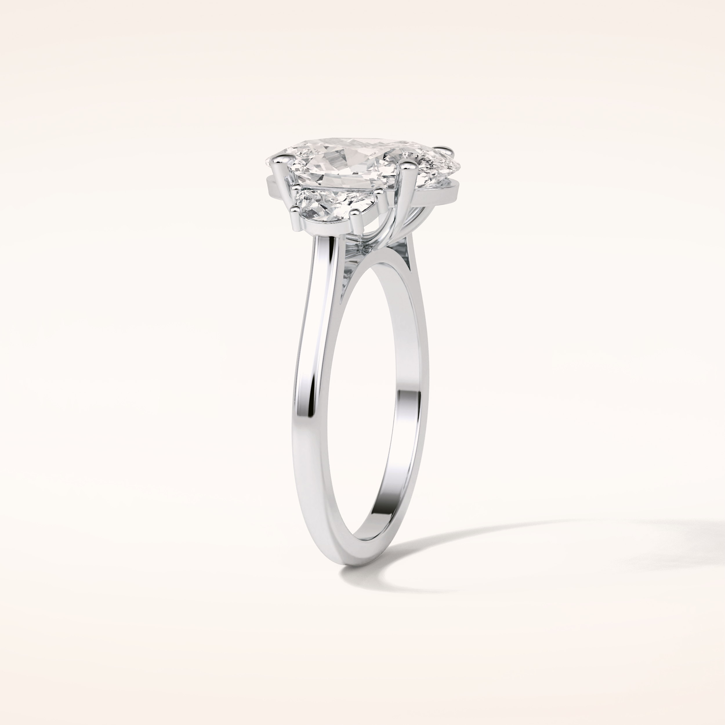 4 CT Oval Shaped Three Stone Moissanite Engagement Ring