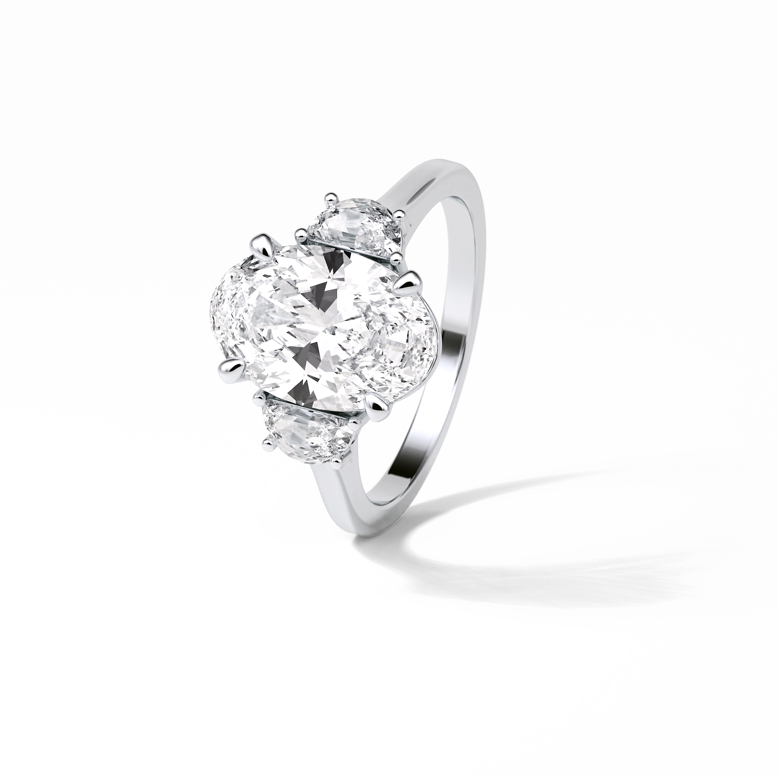 Oval Three Stones Lab Grown Diamond Engagement Ring