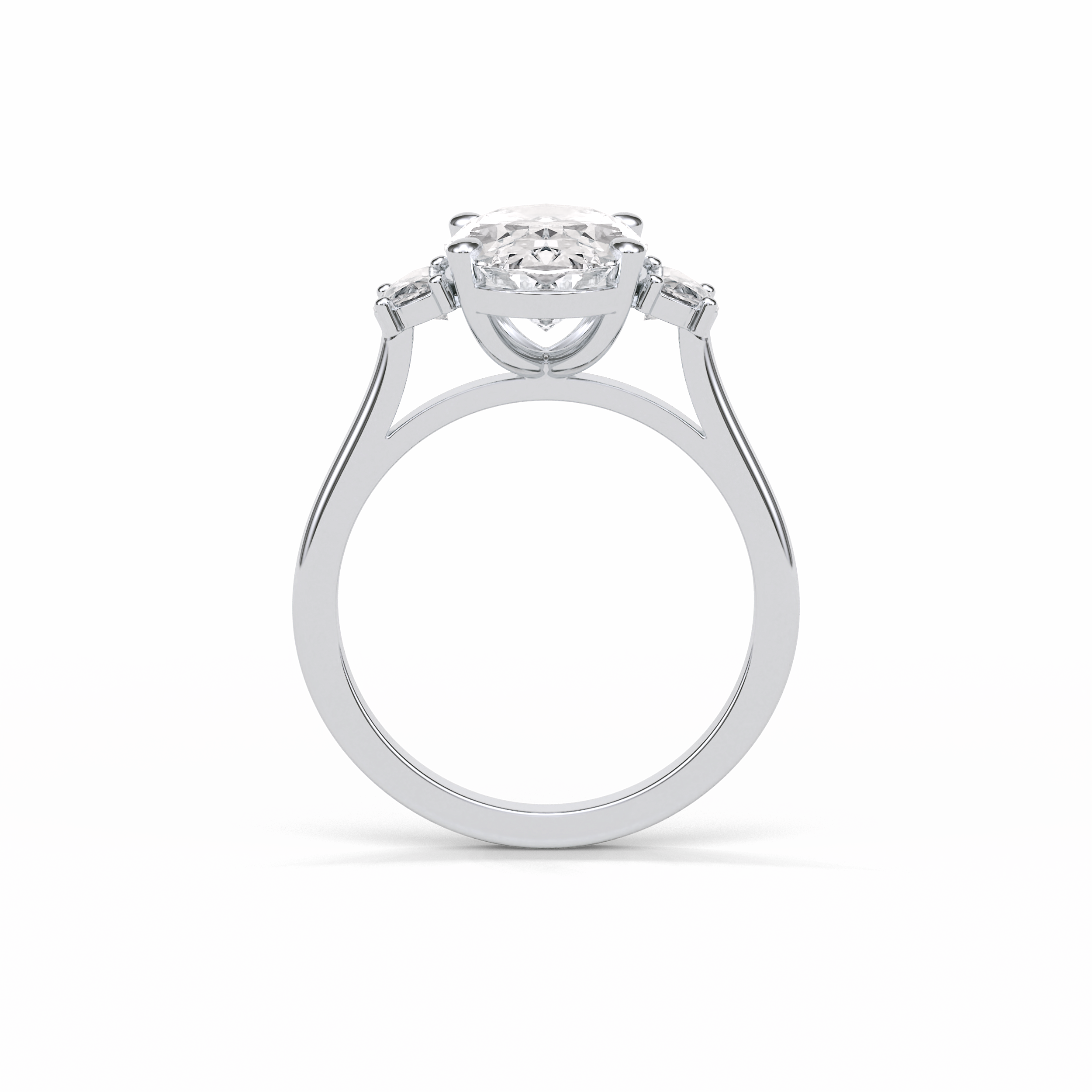 Oval Three Stones Lab Grown Diamond Engagement Ring