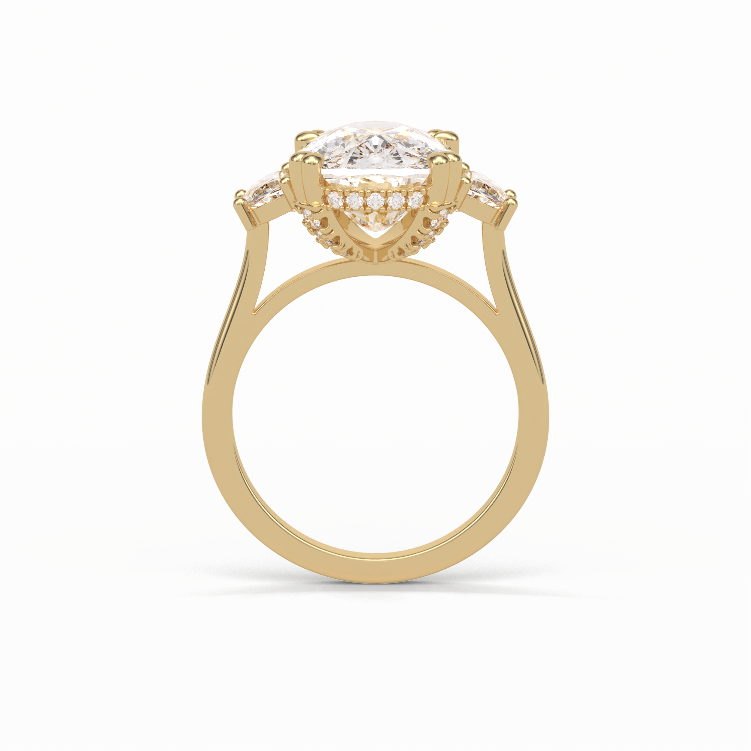 Cushion Three Stones Lab Grown Diamond Engagement Ring