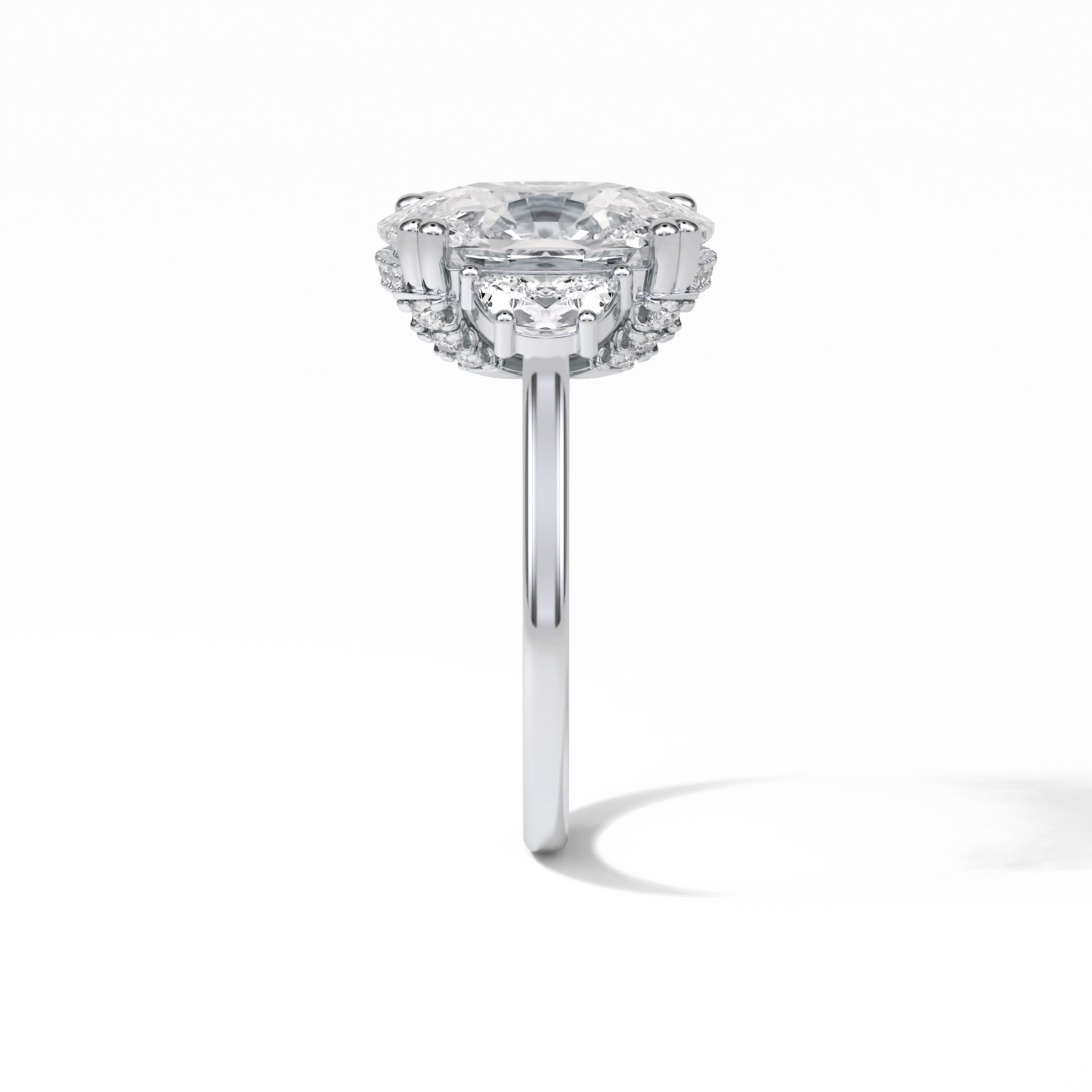 Cushion Three Stones Lab Grown Diamond Engagement Ring