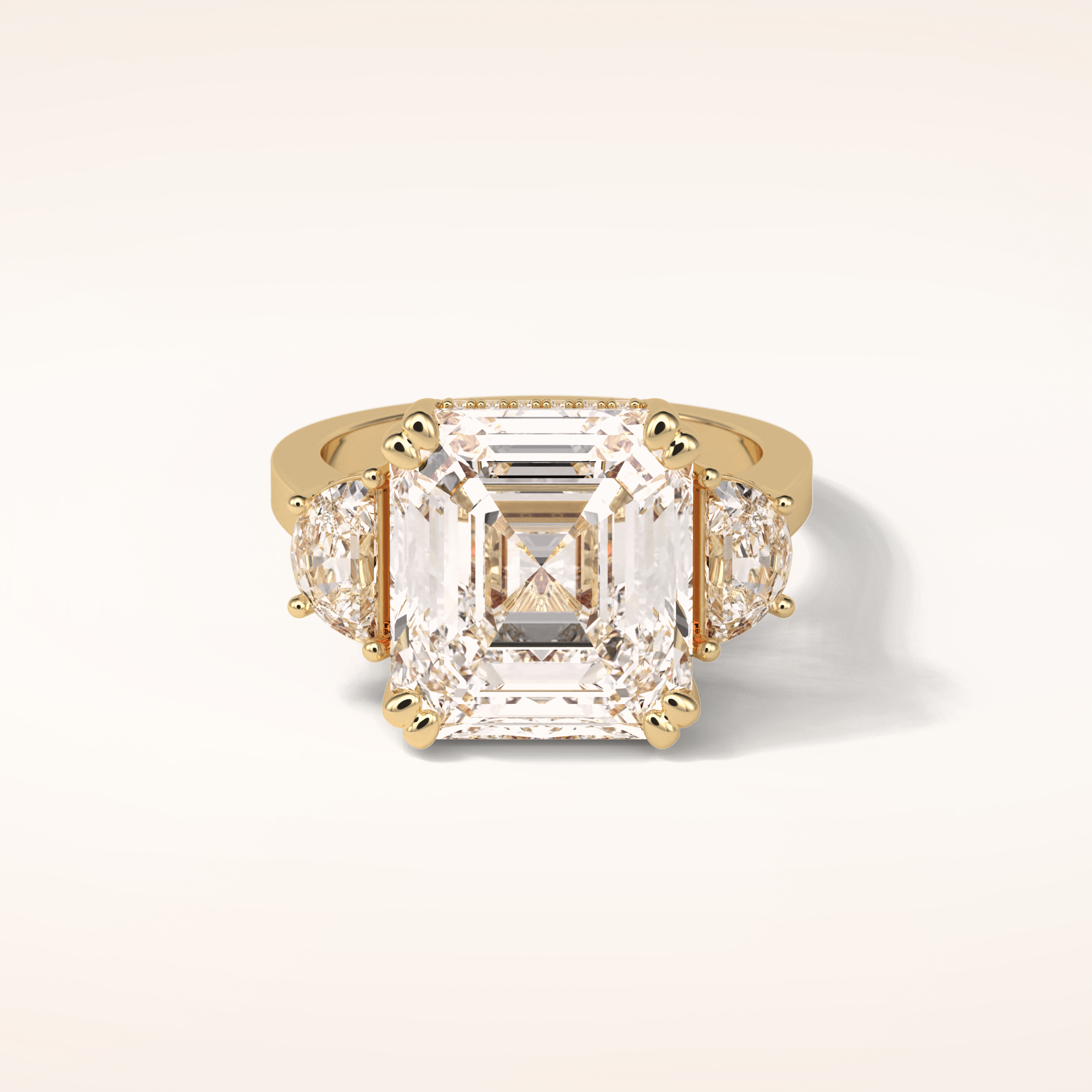 7.6 CT Asscher Shaped Cluster Moissanite Engagement Ring