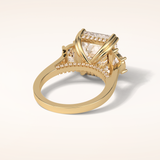 7.6 CT Asscher Shaped Cluster Moissanite Engagement Ring