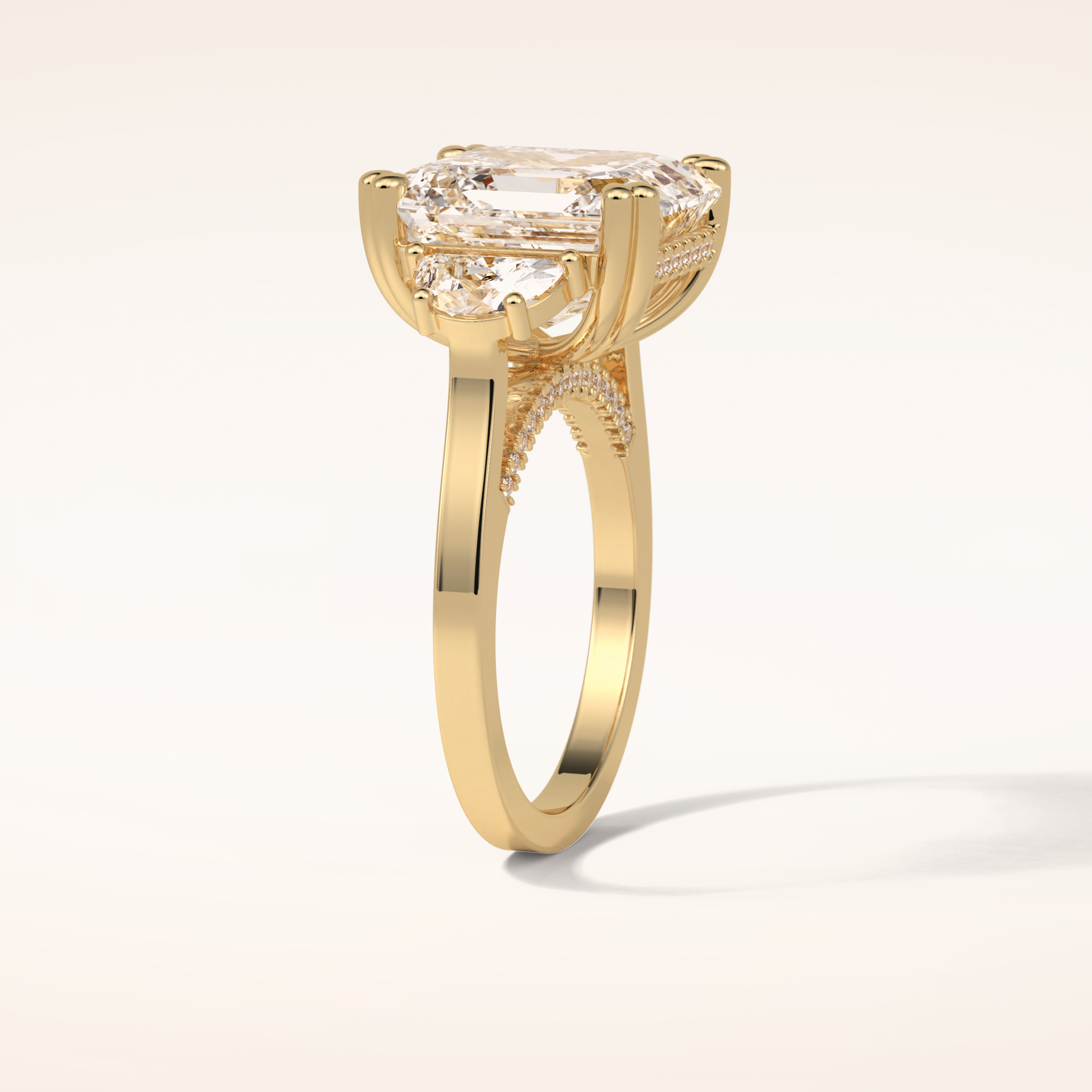 7.6 CT Asscher Shaped Cluster Moissanite Engagement Ring