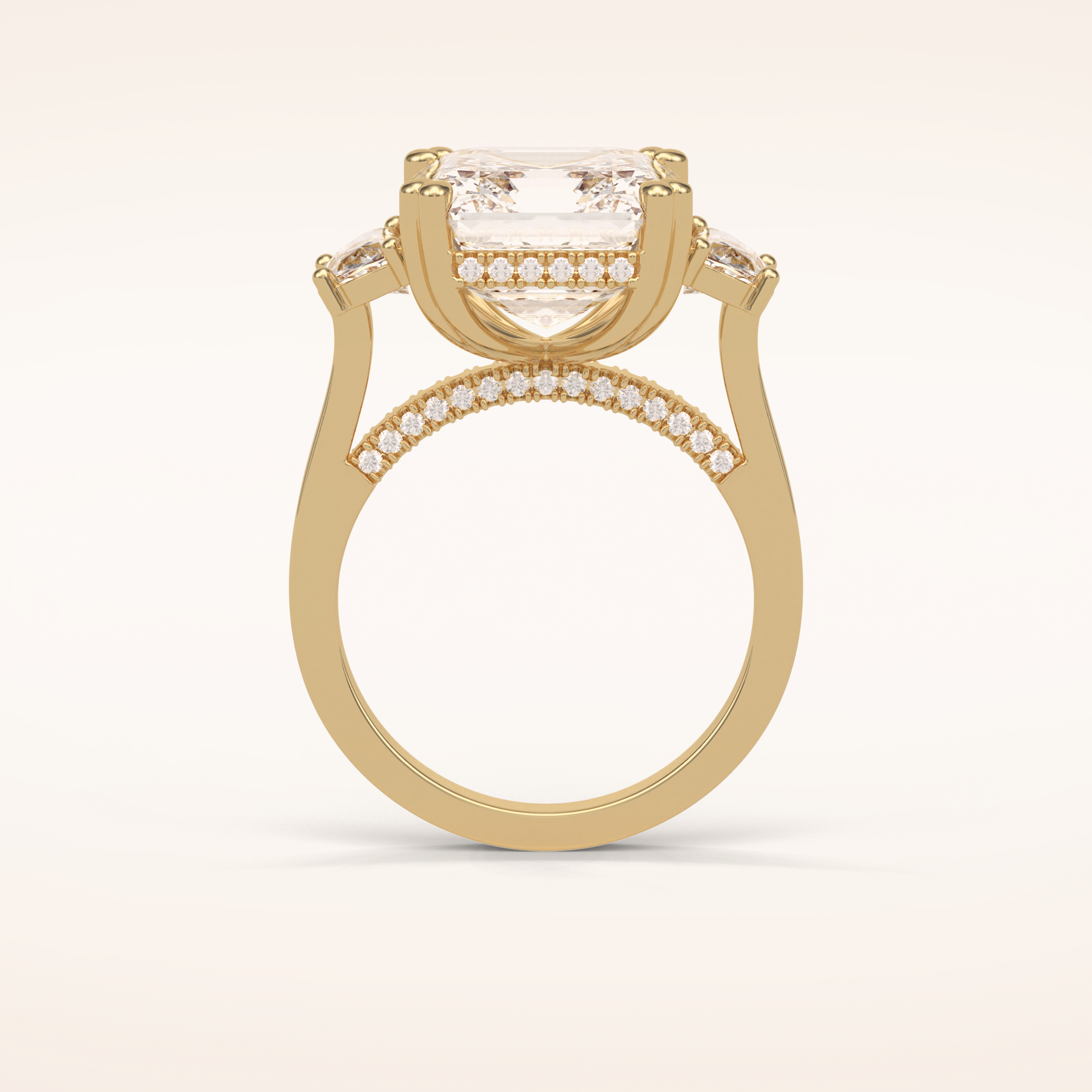 7.6 CT Asscher Shaped Cluster Moissanite Engagement Ring