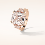 7.6 CT Asscher Shaped Cluster Moissanite Engagement Ring