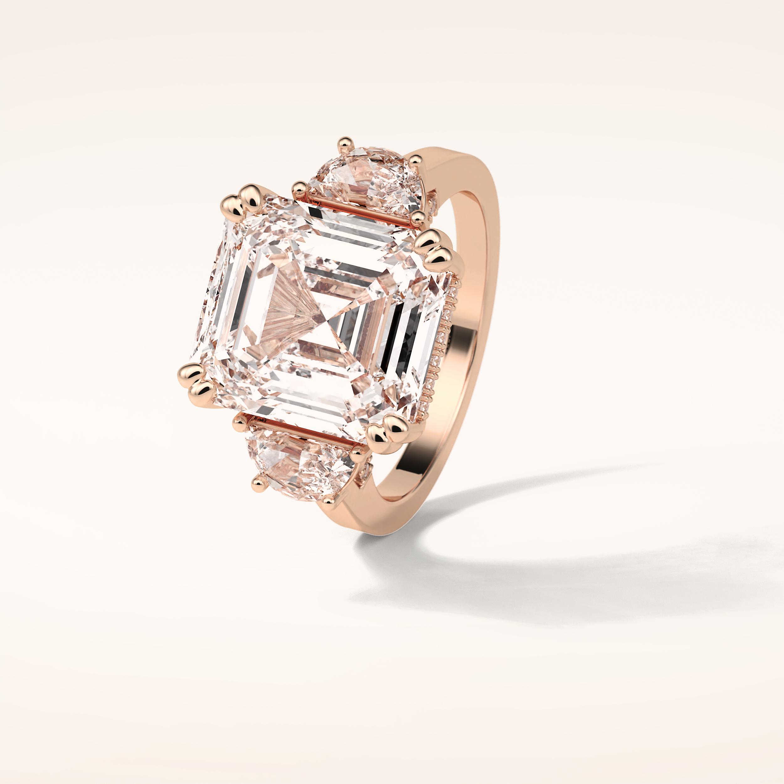 7.6 CT Asscher Shaped Cluster Moissanite Engagement Ring