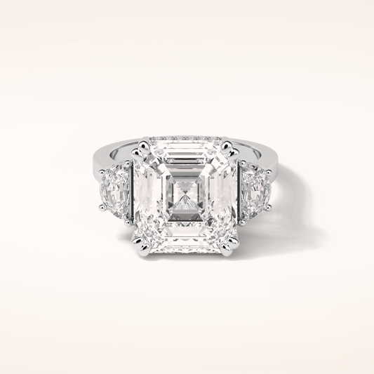 7.6 CT Asscher Shaped Cluster Moissanite Engagement Ring