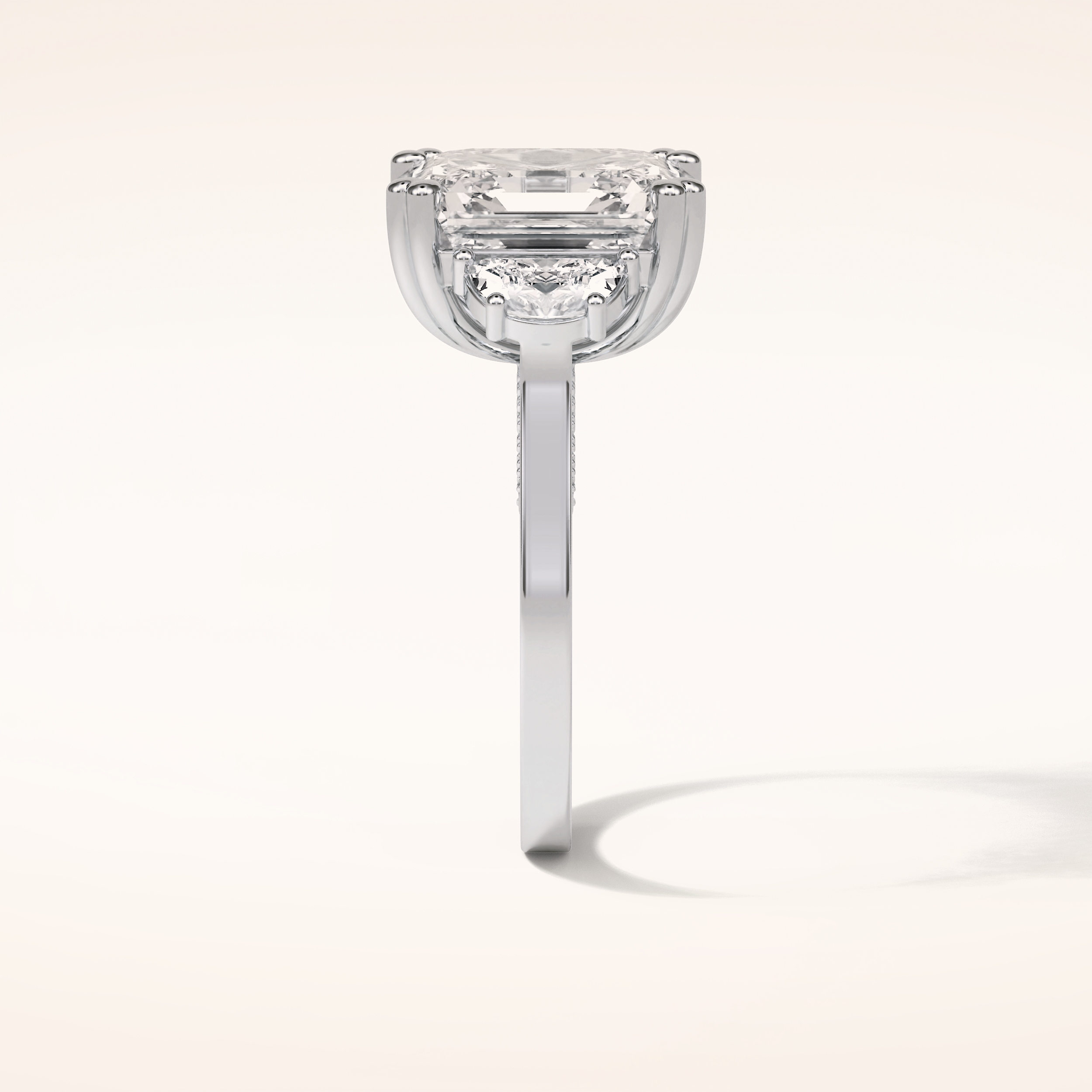 7.6 CT Asscher Shaped Cluster Moissanite Engagement Ring