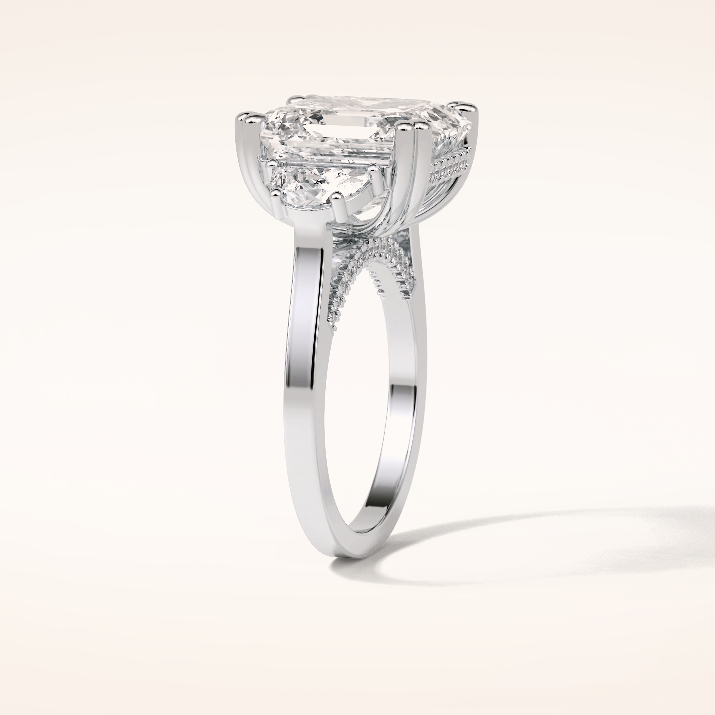 7.6 CT Asscher Shaped Cluster Moissanite Engagement Ring