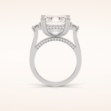 7.6 CT Asscher Shaped Cluster Moissanite Engagement Ring