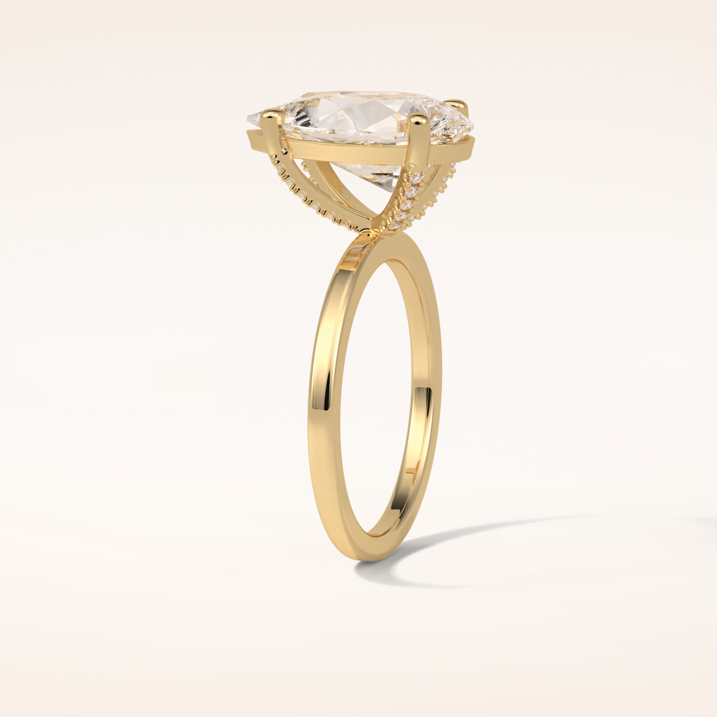 5.6 CT Pear Shaped Pave Moissanite Engagement Ring