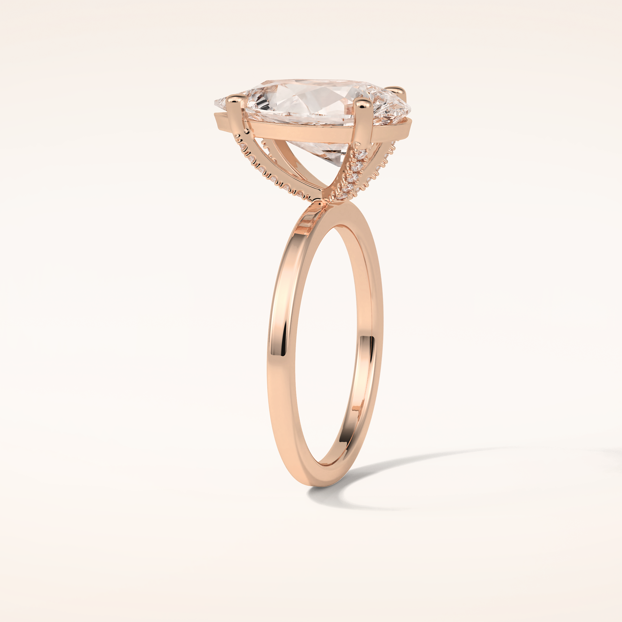 5.6 CT Pear Shaped Pave Moissanite Engagement Ring