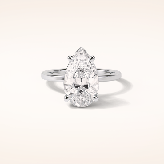 5.6 CT Pear Shaped Pave Moissanite Engagement Ring