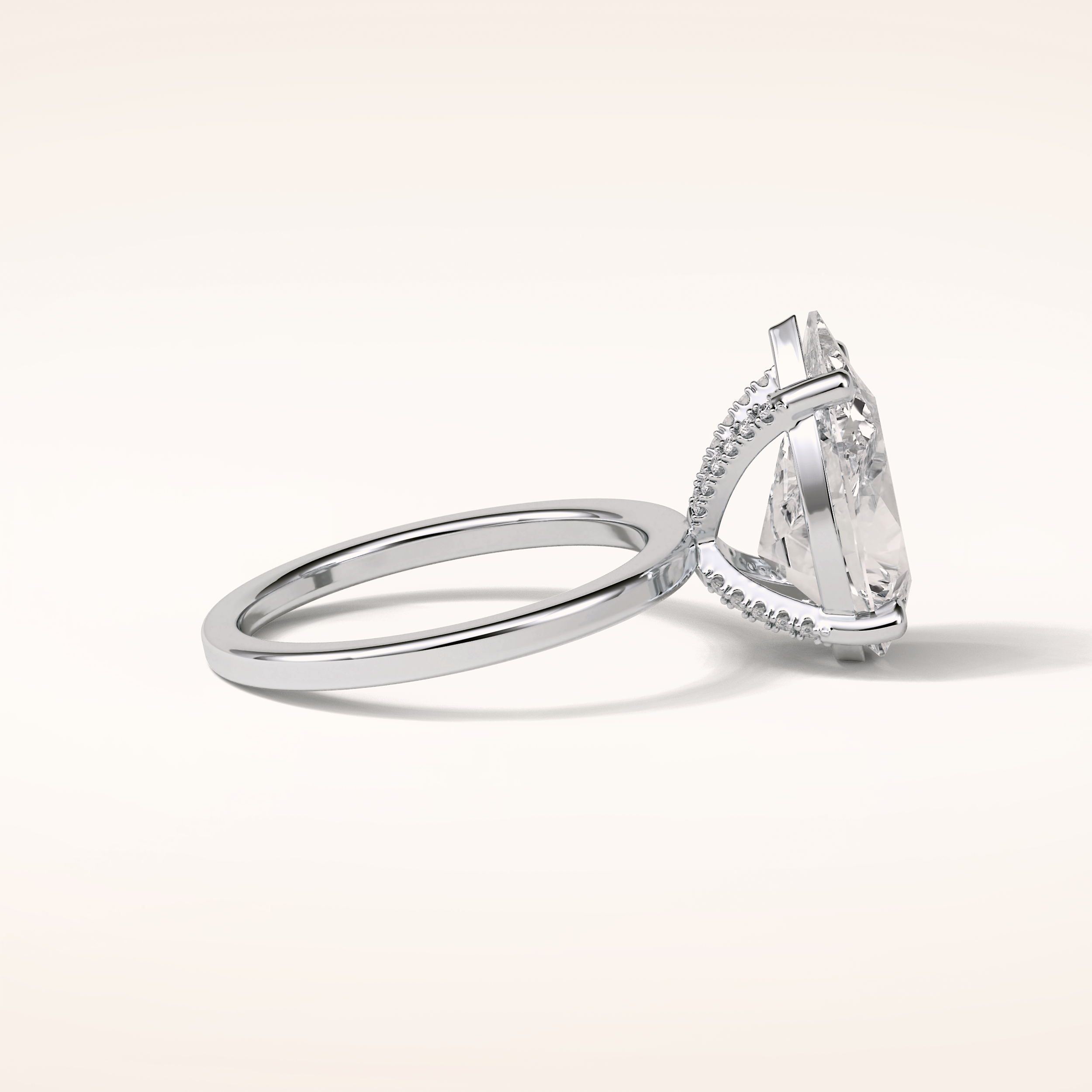 5.6 CT Pear Shaped Pave Moissanite Engagement Ring