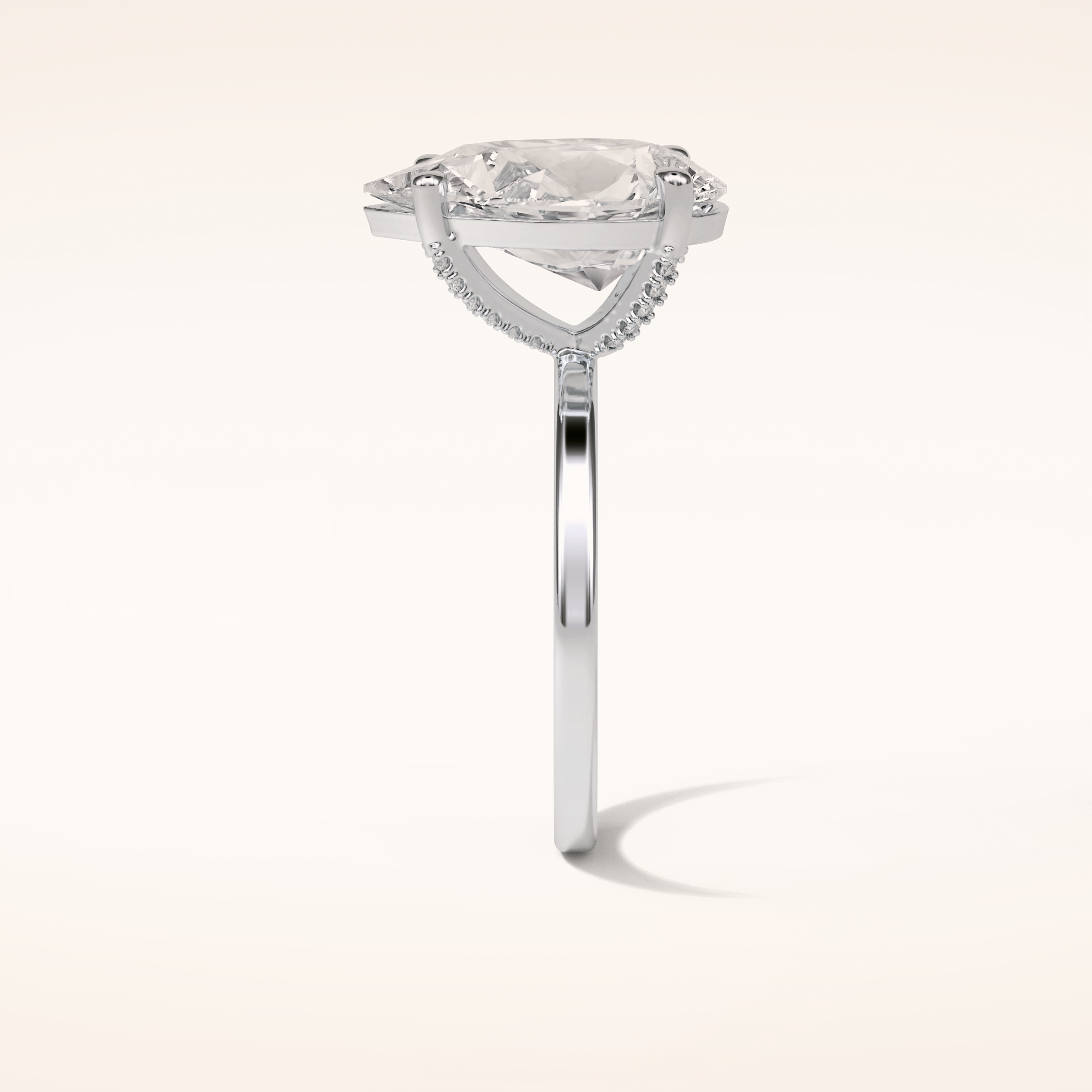 5.6 CT Pear Shaped Pave Moissanite Engagement Ring