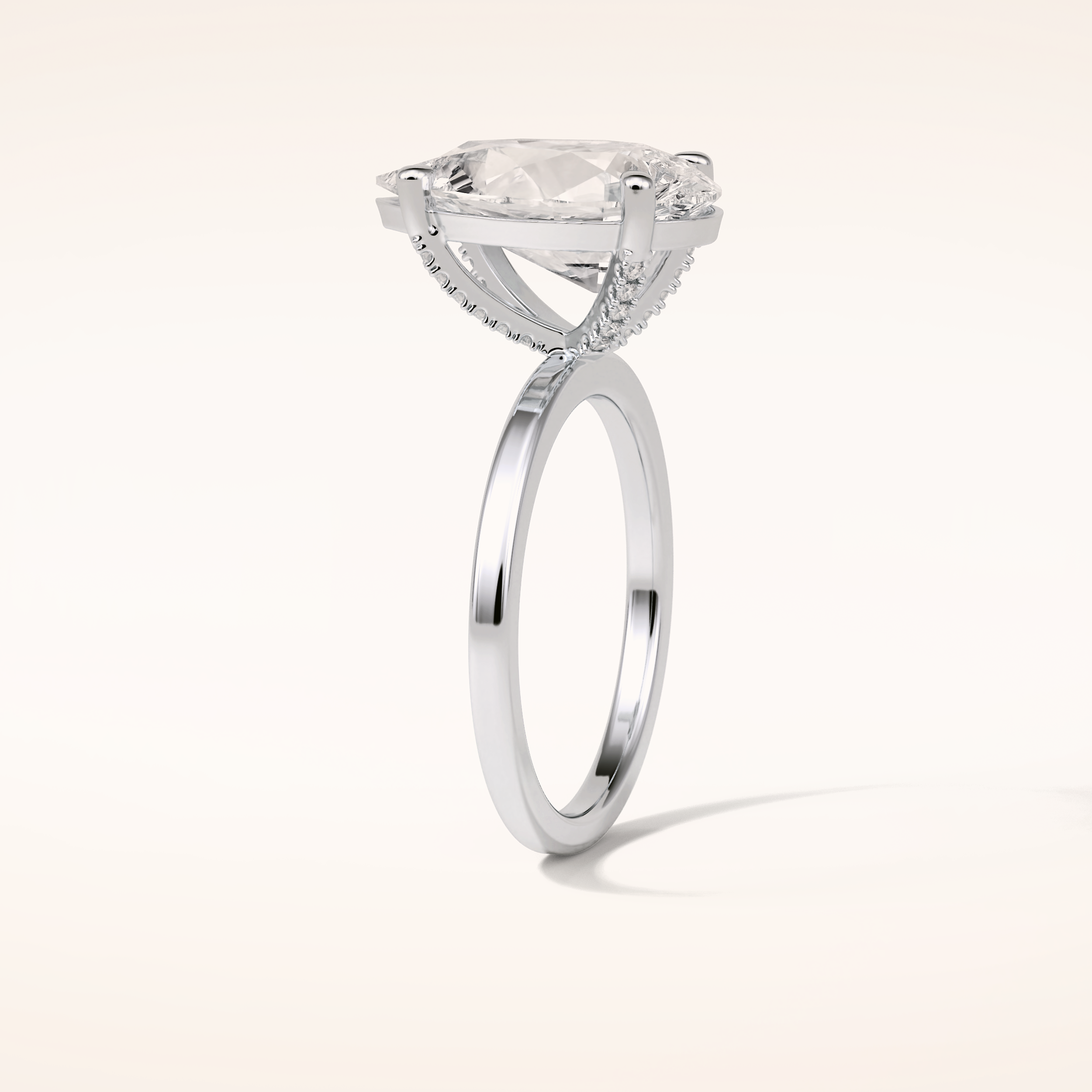 5.6 CT Pear Shaped Pave Moissanite Engagement Ring