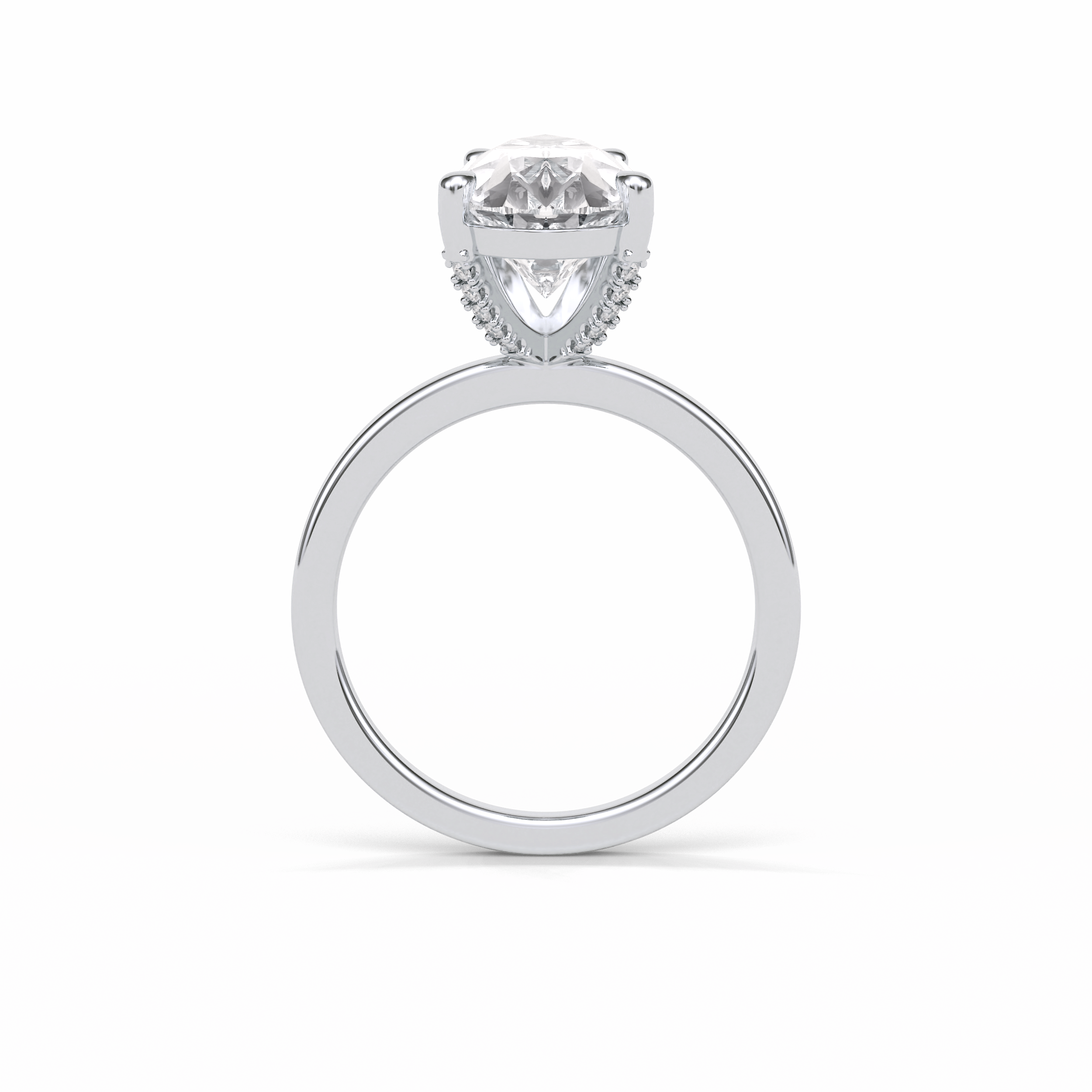 Pear Hidden Halo Lab Grown Diamond Engagement Ring