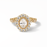 Oval Pave and Halo Lab Grown Diamond Engagement Ring