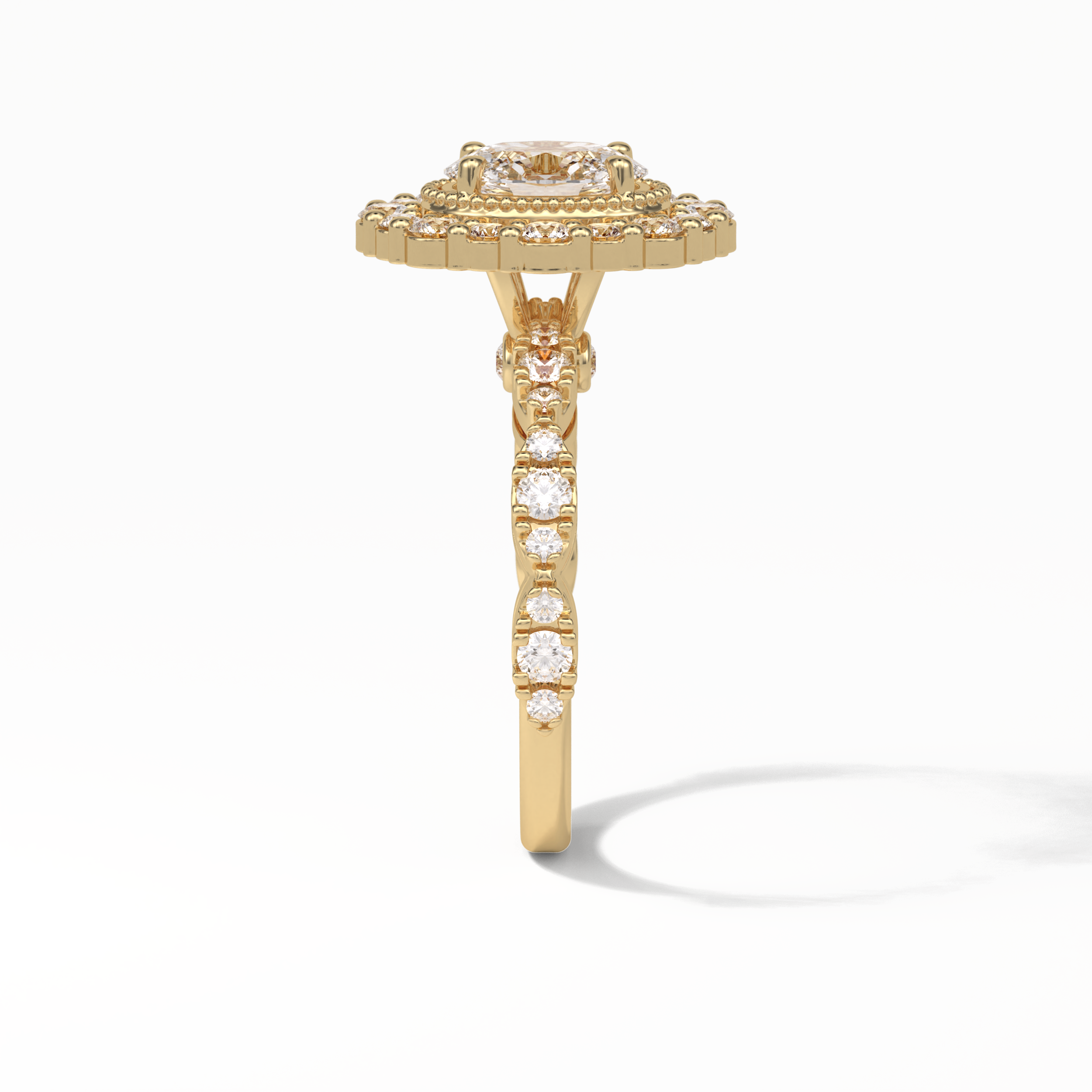 Oval Pave and Halo Lab Grown Diamond Engagement Ring
