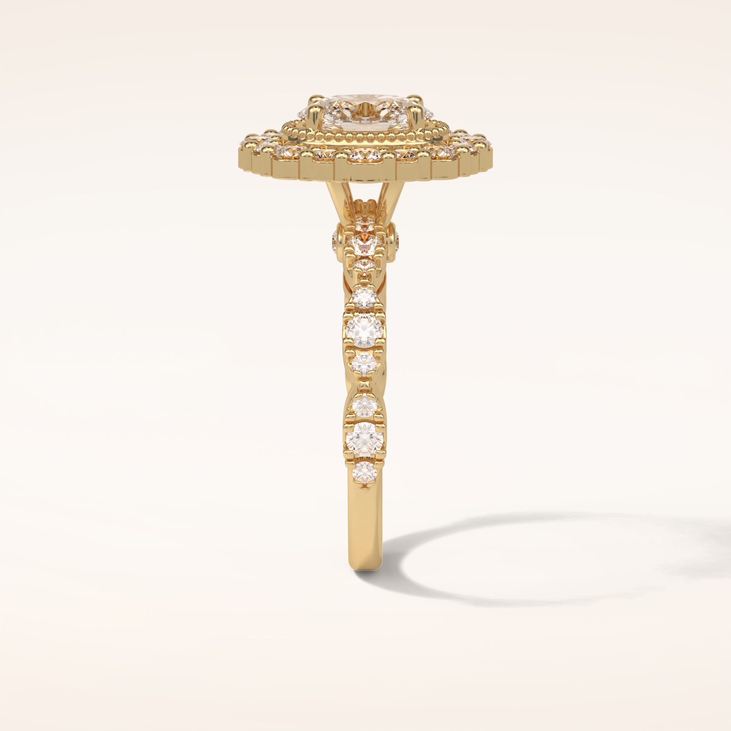 1.33 CT Oval Shaped Halo & Pave Moissanite Engagement Ring